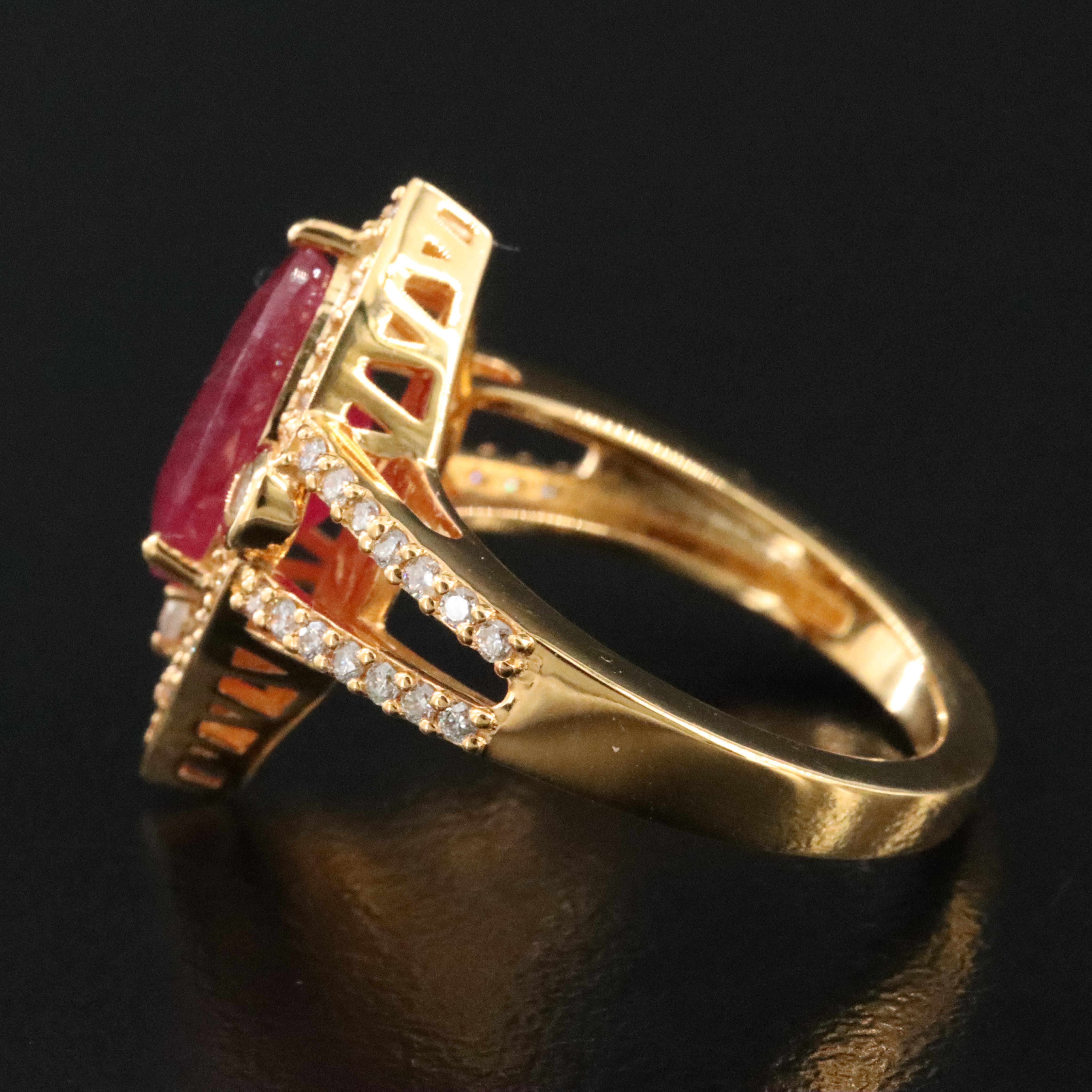 14K 3.27 CT Ruby, White Sapphire and Diamond Ring with IGI Jewelry Report