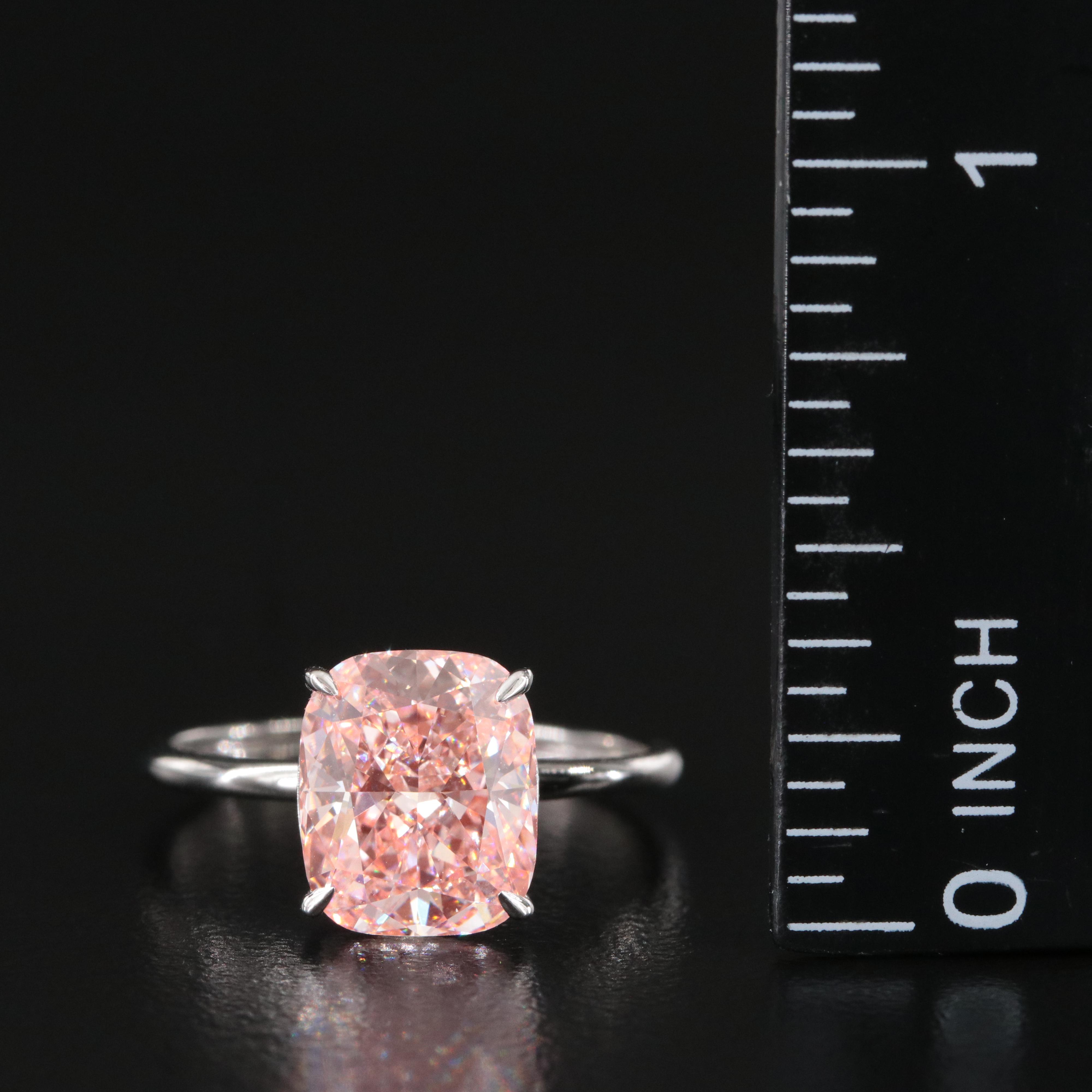 Platinum 3.01 CT Lab Grown Fancy Pink Solitaire Ring with IGI Report