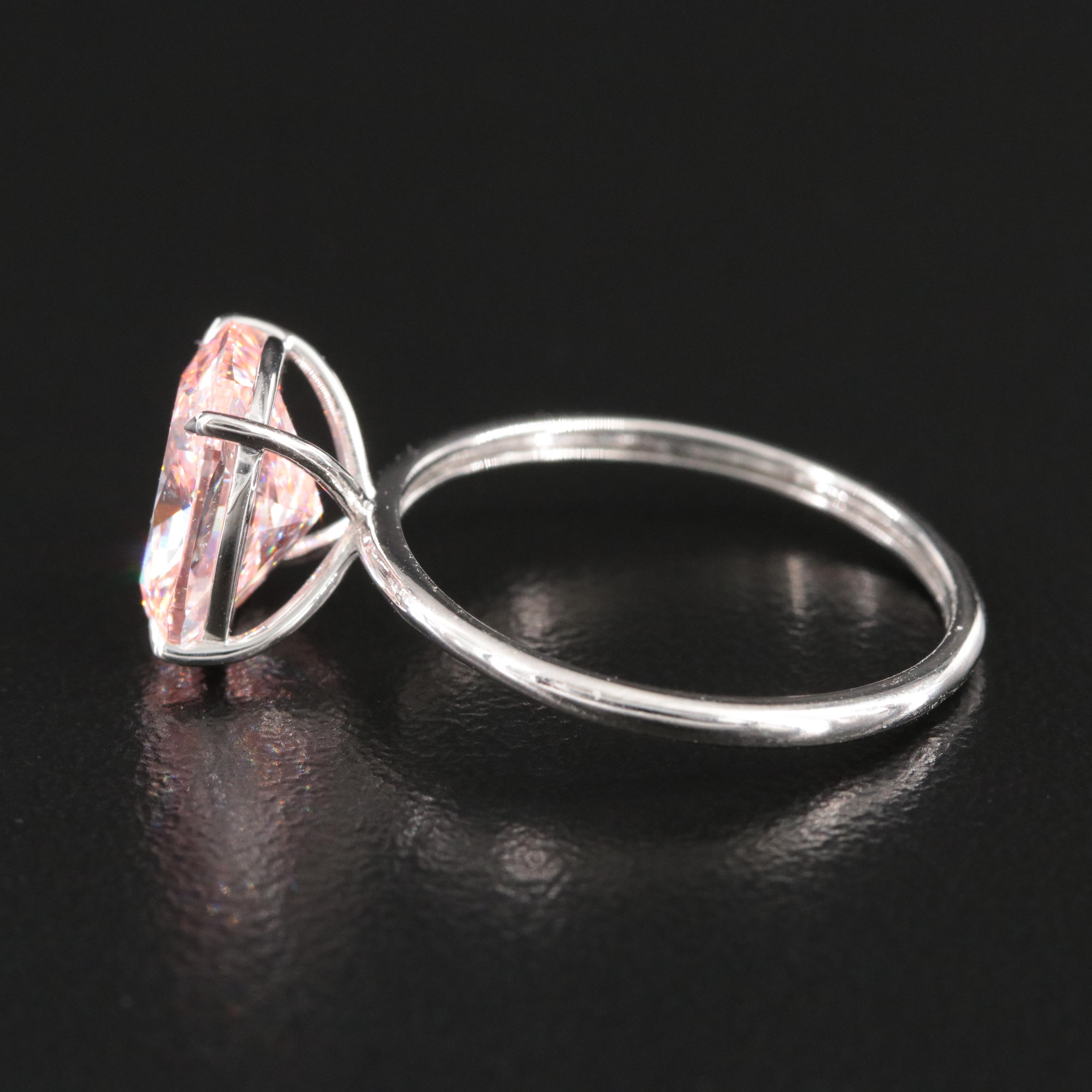 Platinum 3.01 CT Lab Grown Fancy Pink Solitaire Ring with IGI Report