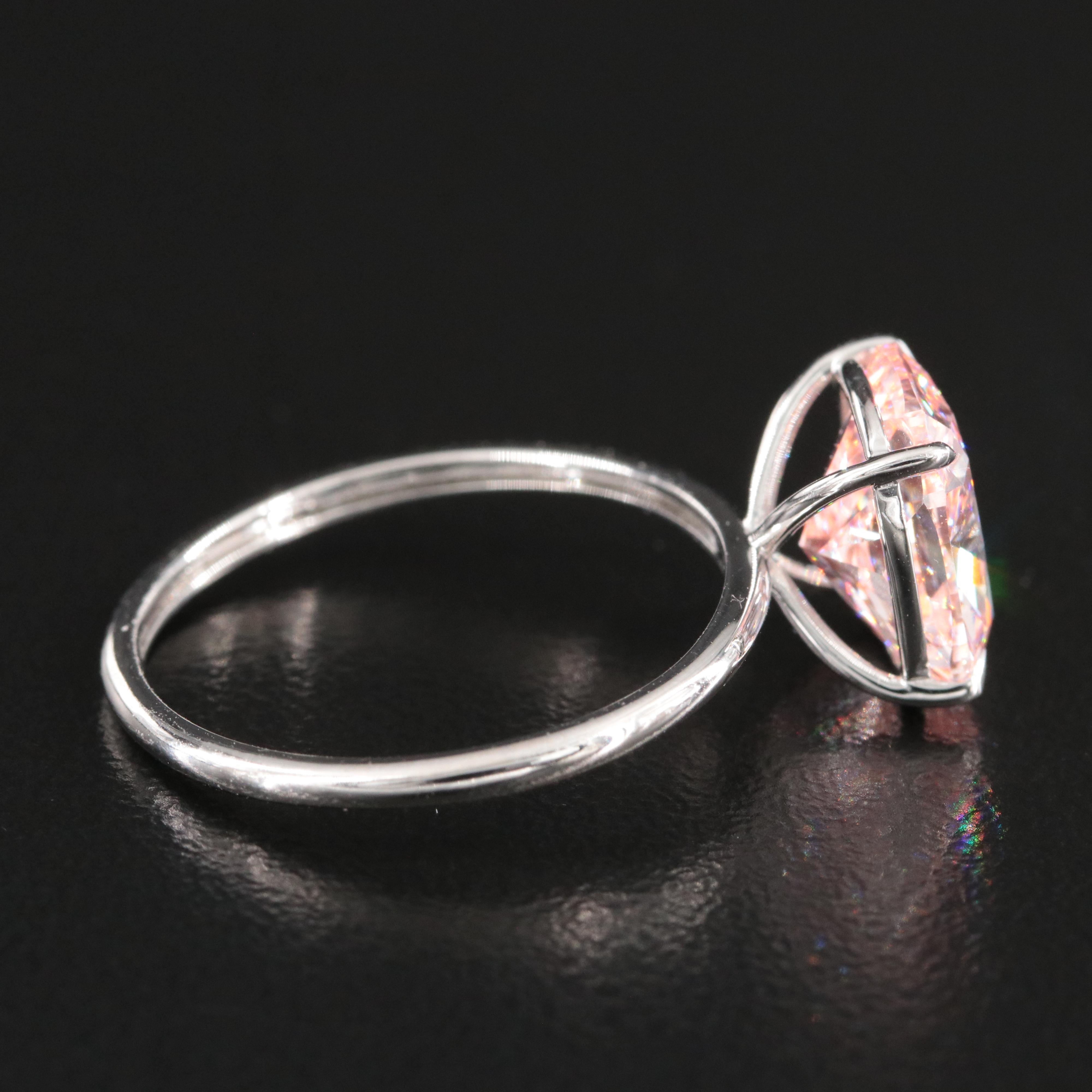 Platinum 3.01 CT Lab Grown Fancy Pink Solitaire Ring with IGI Report