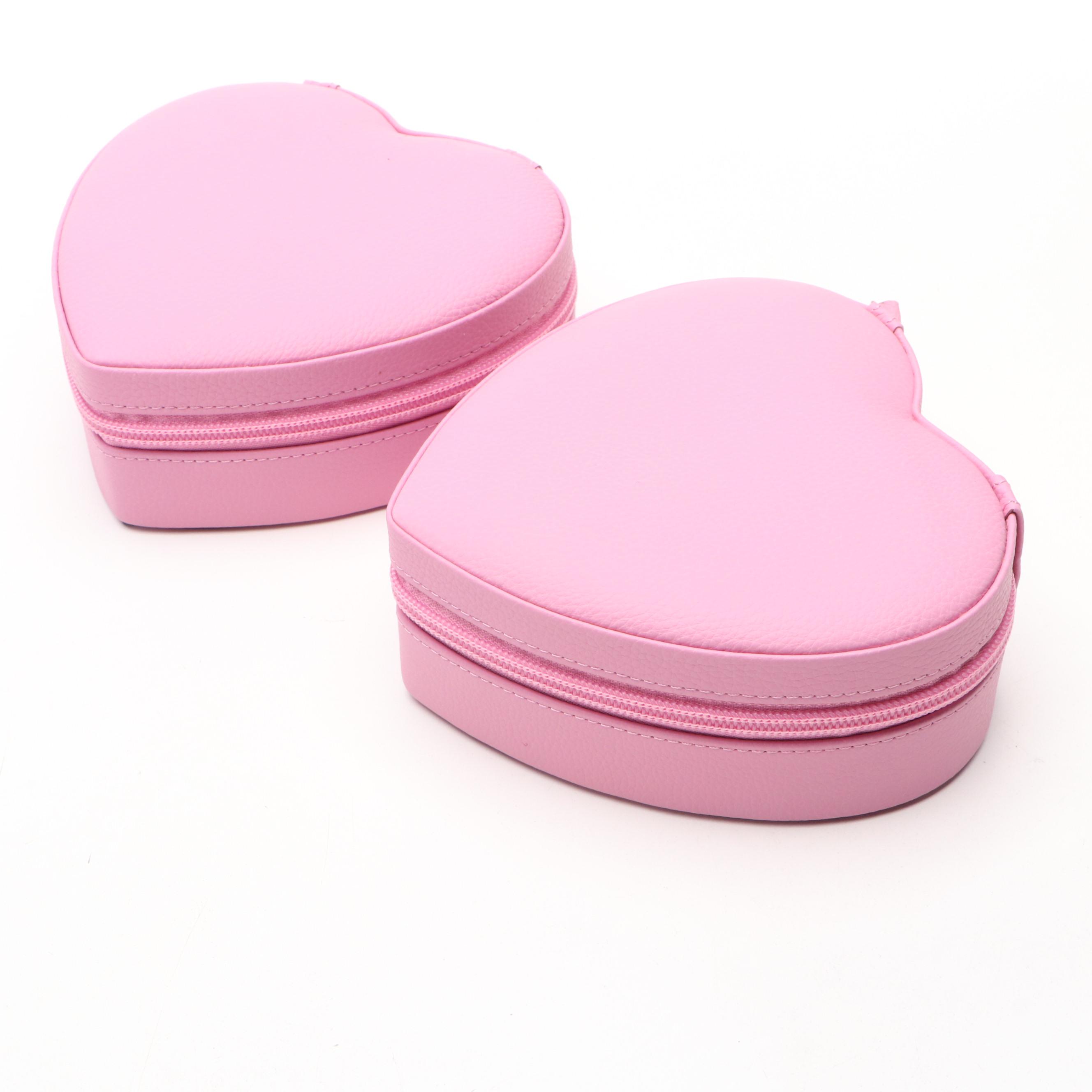 Rowallan Pink and Orange Leather Travel Jewelry Boxes