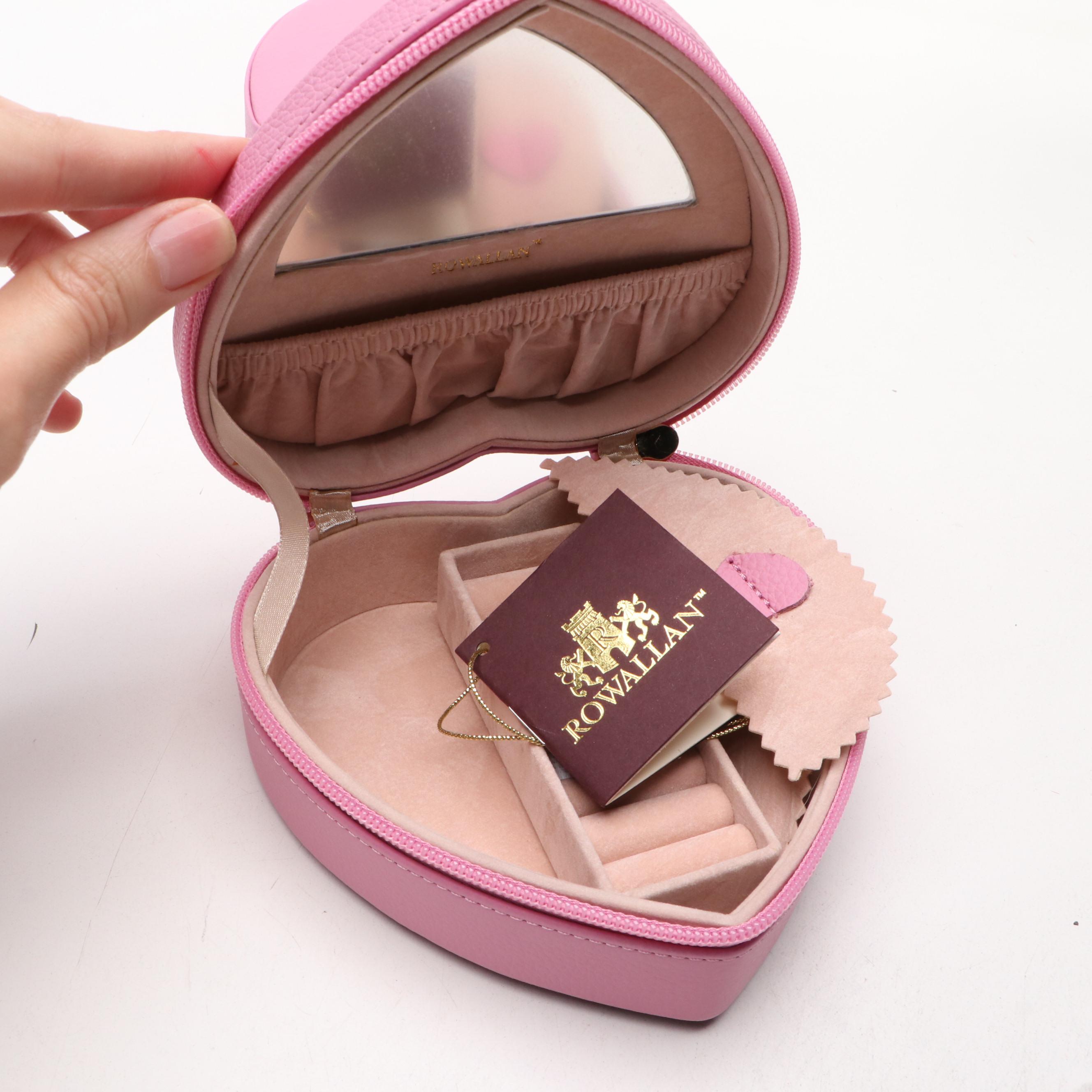 Rowallan Pink and Orange Leather Travel Jewelry Boxes