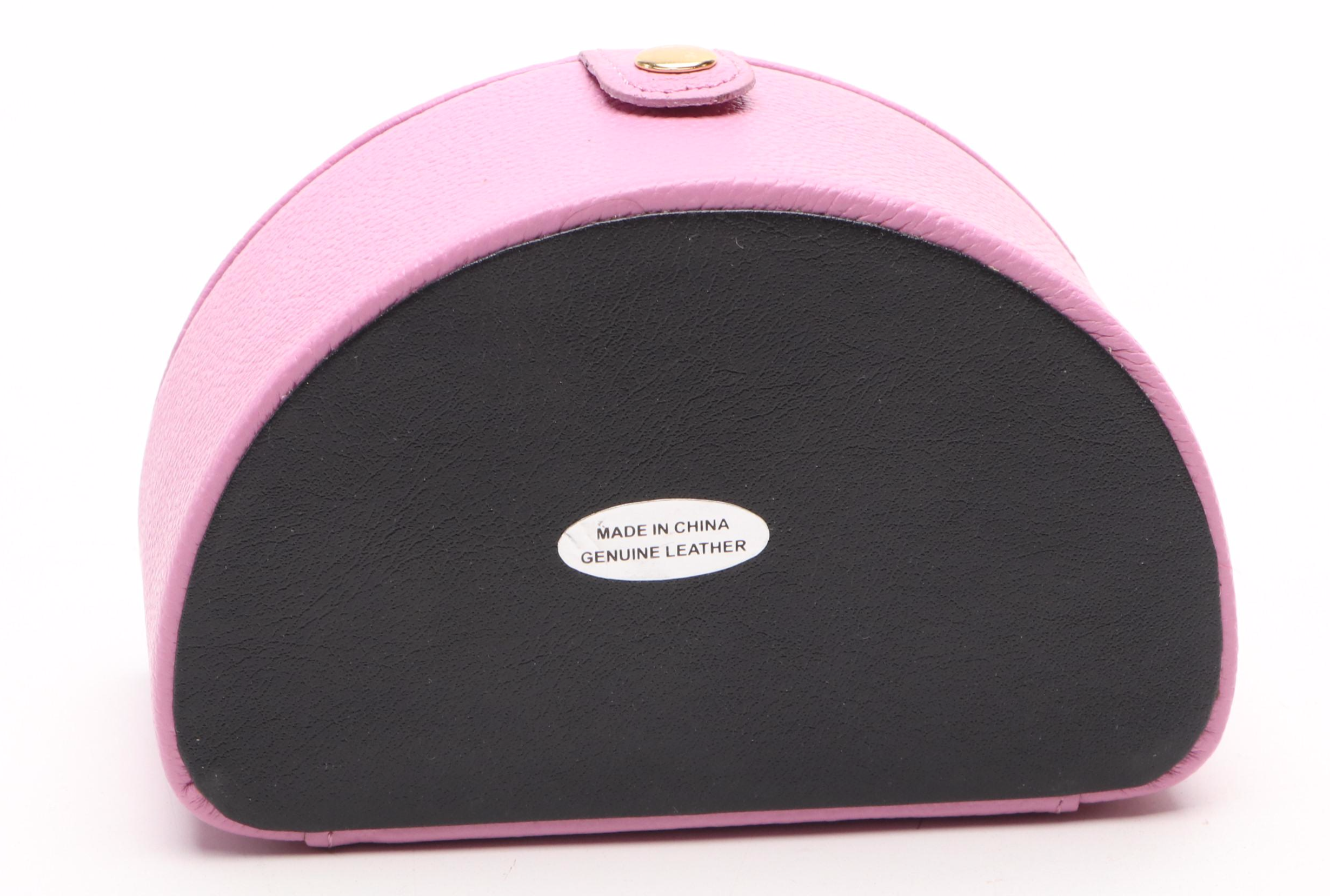 Rowallan Pink and Orange Leather Travel Jewelry Boxes