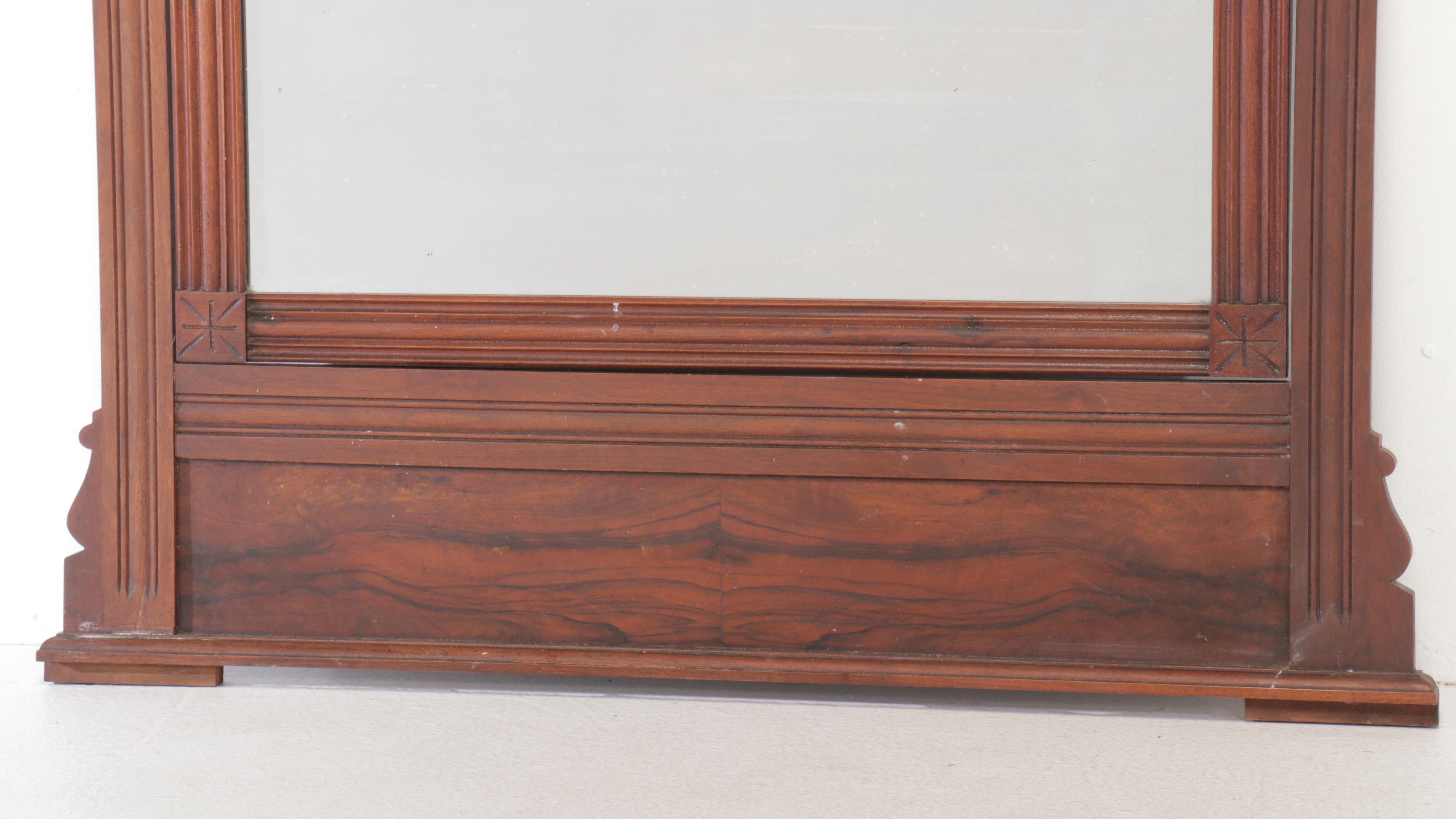 Victorian Carved Mahogany Dresser Mirror, Late 19th Century