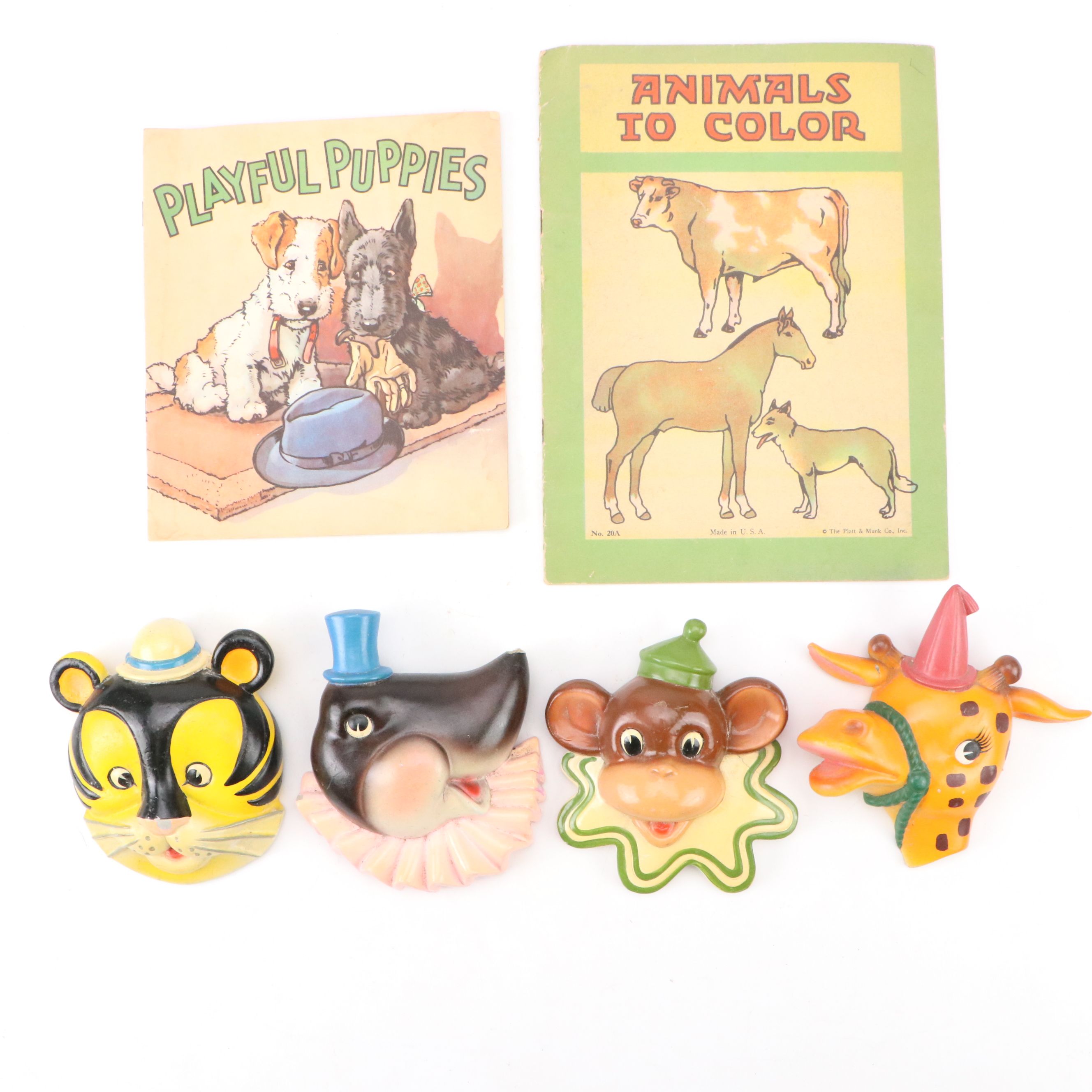 Norleans Chalkware Animal Wall Décor with Vintage Children's Books