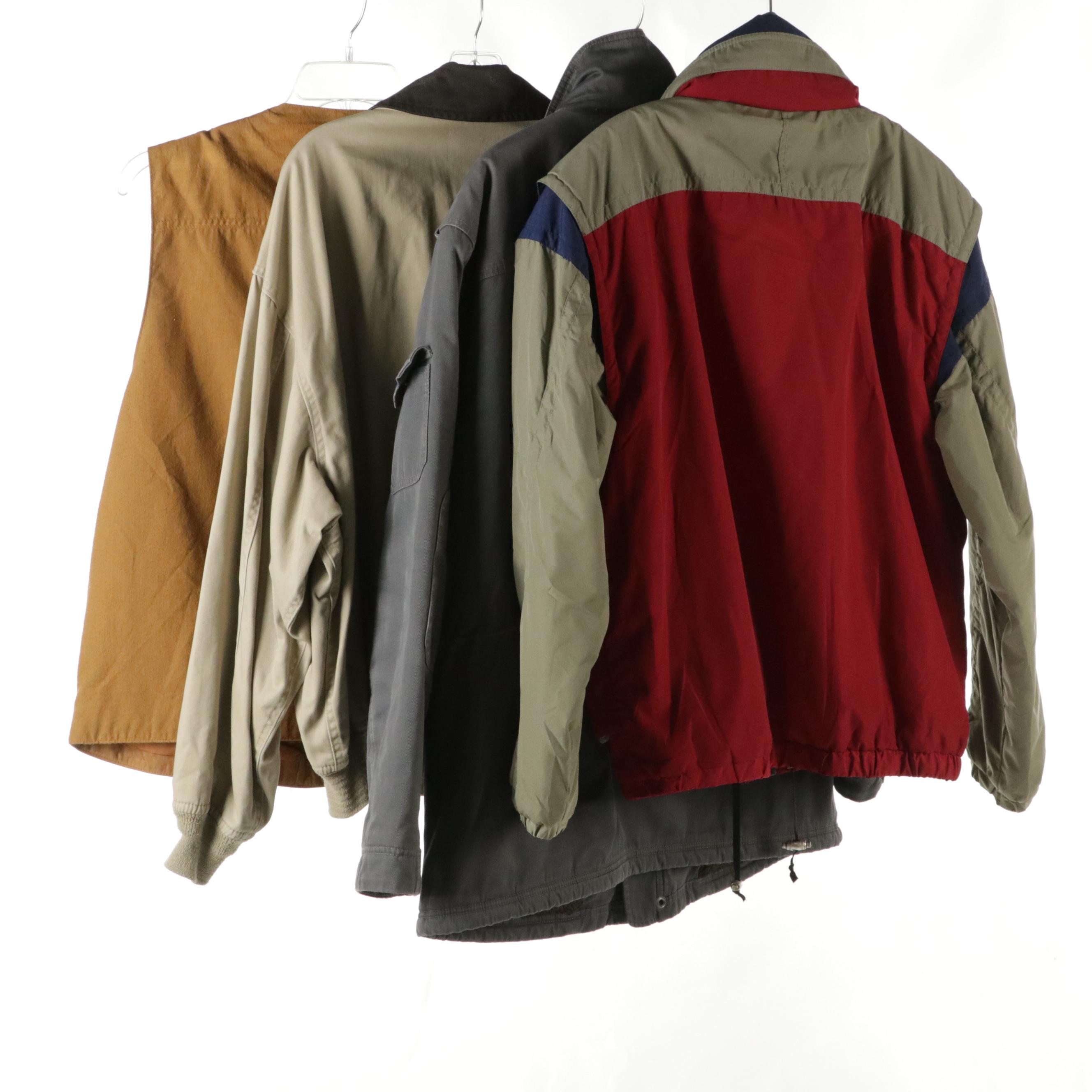 Men's Orvis Cow Hide Suede Utility Vest, Obermeyer Double Layer Coat, and More