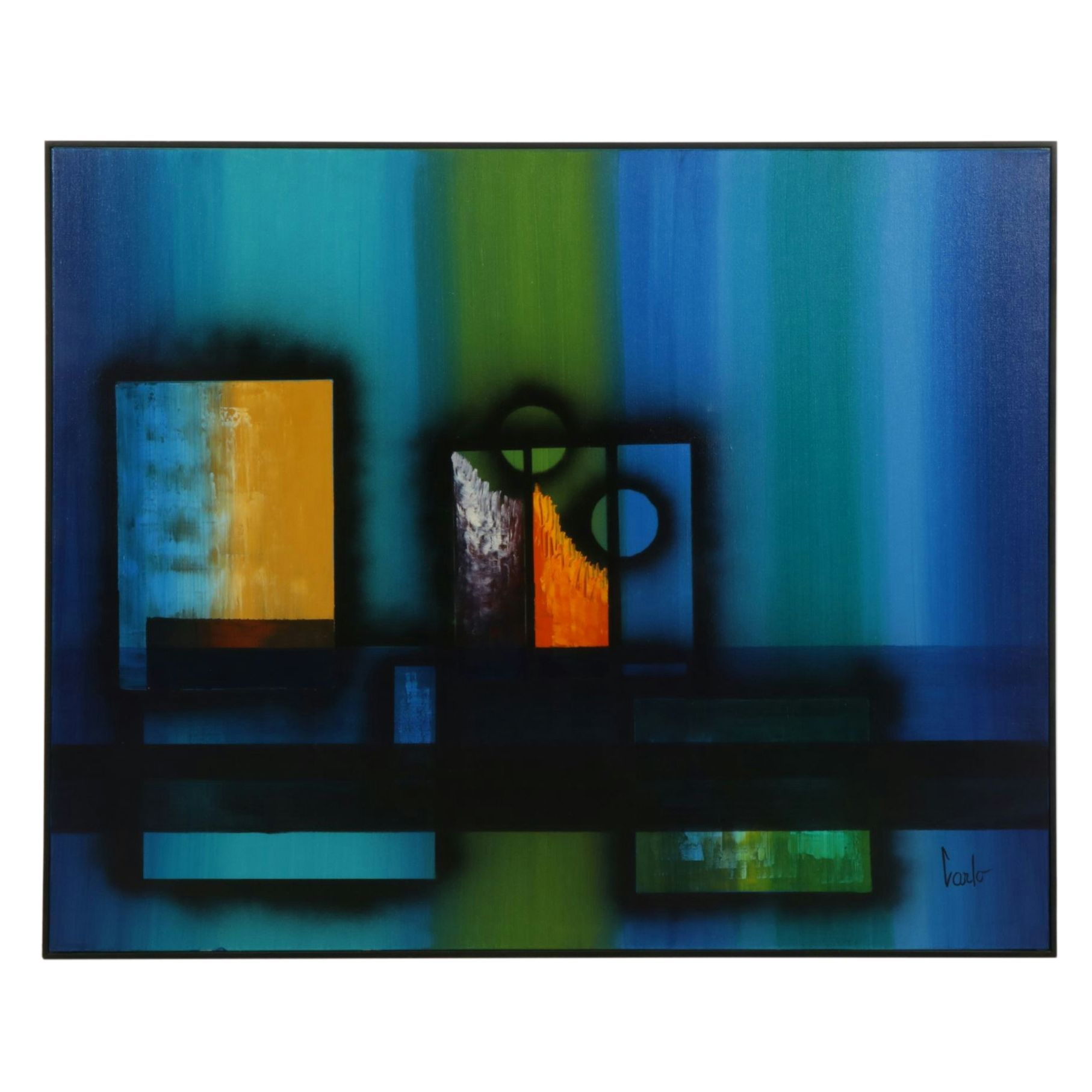 Modernist Abstract Oil Painting, Late 20th Century