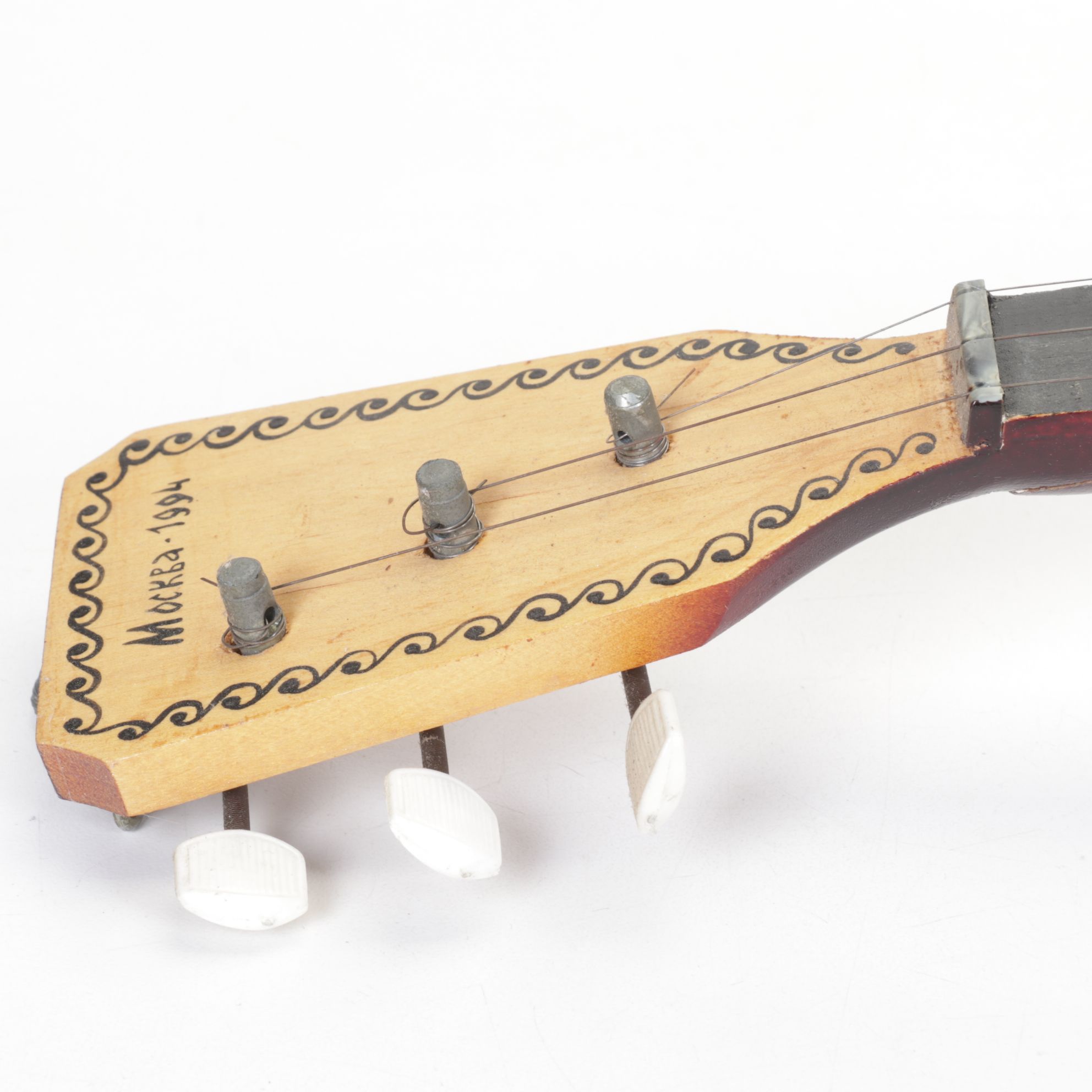 Russian Balalaika with Hand-Painted Troika Folk Tale Scene, 1994