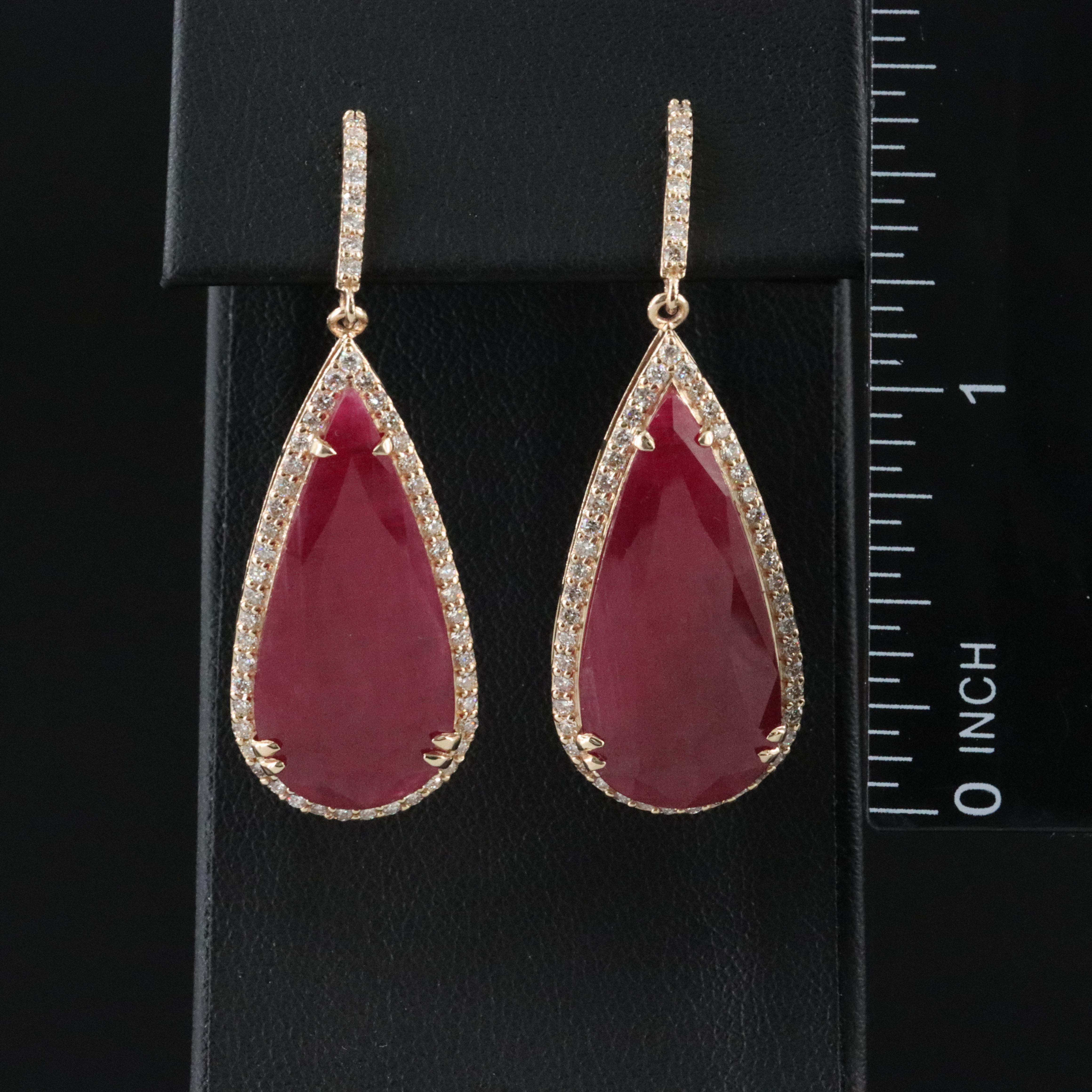 14K 18.29 CTW Ruby and Diamond Earrings with IGI Jewelry Report