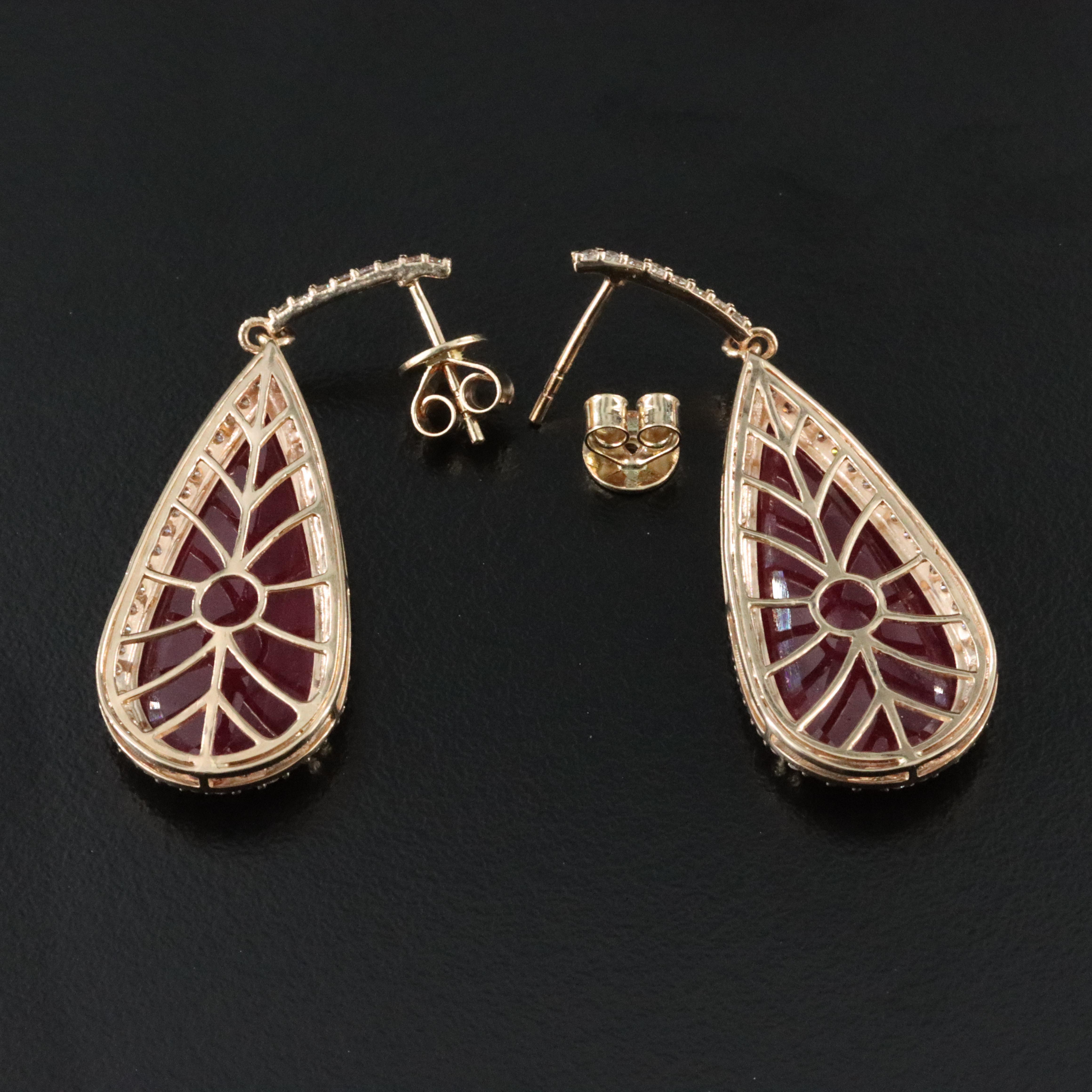 14K 18.29 CTW Ruby and Diamond Earrings with IGI Jewelry Report