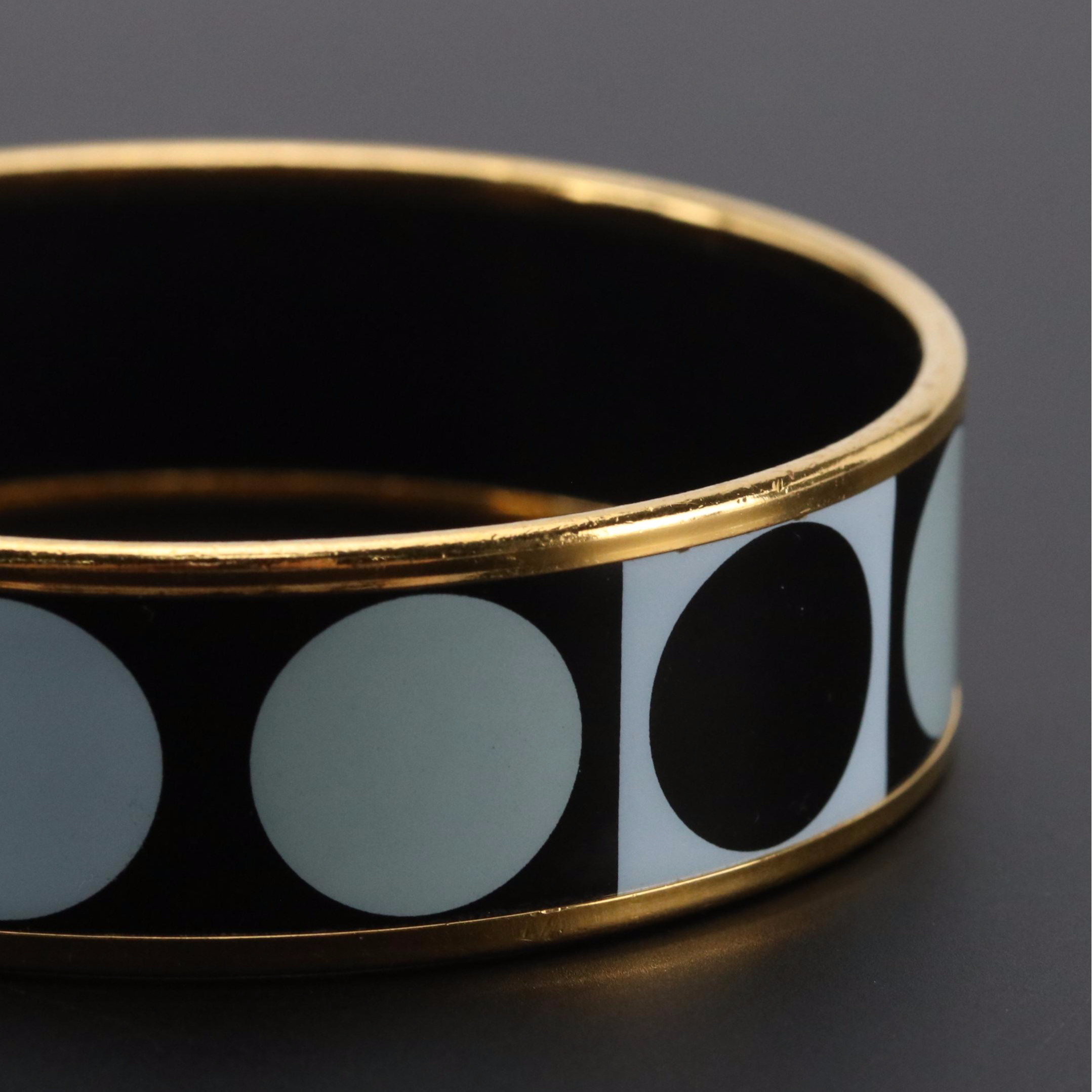 Hermès Deco Dot Enamel Wide Bangle Bracelet