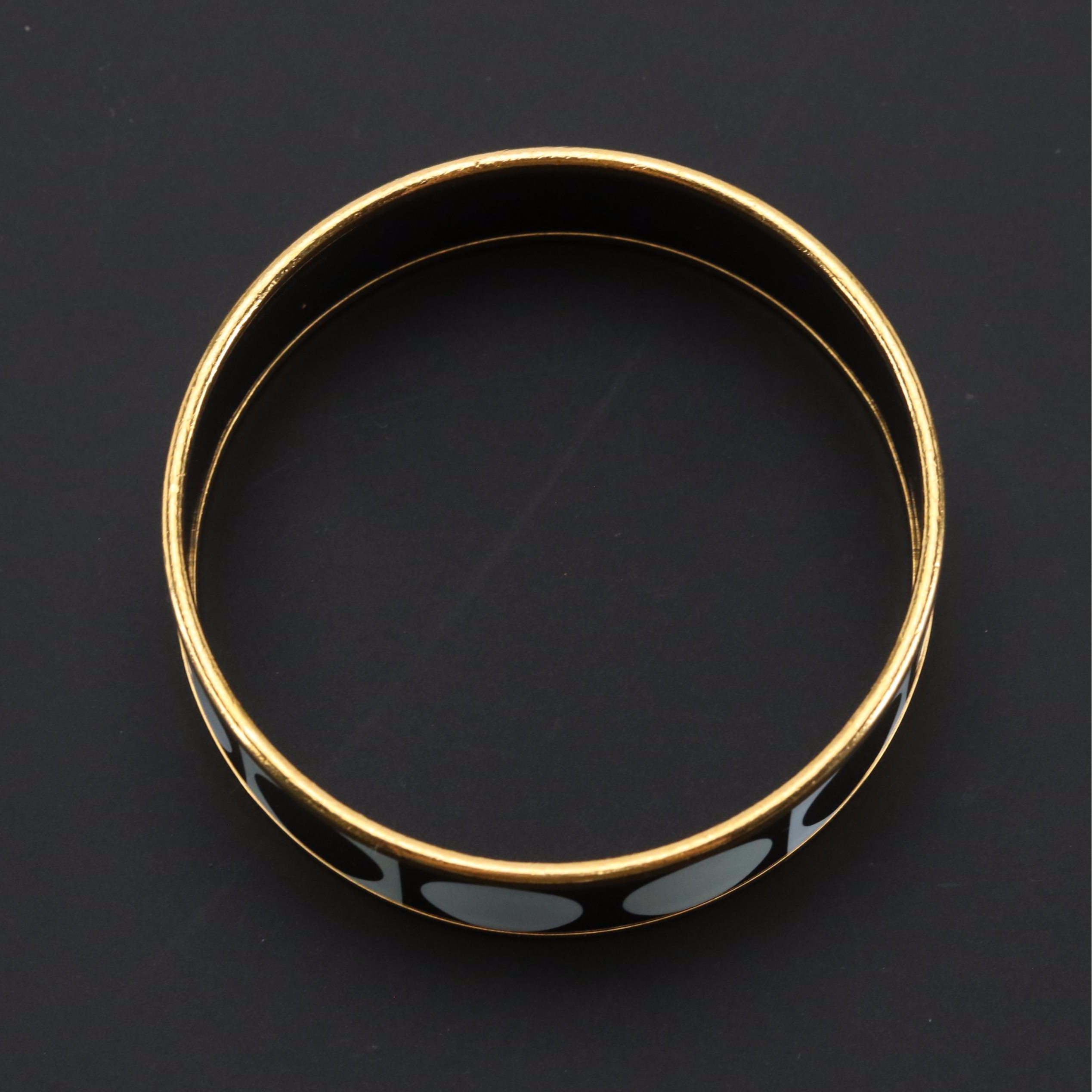 Hermès Deco Dot Enamel Wide Bangle Bracelet