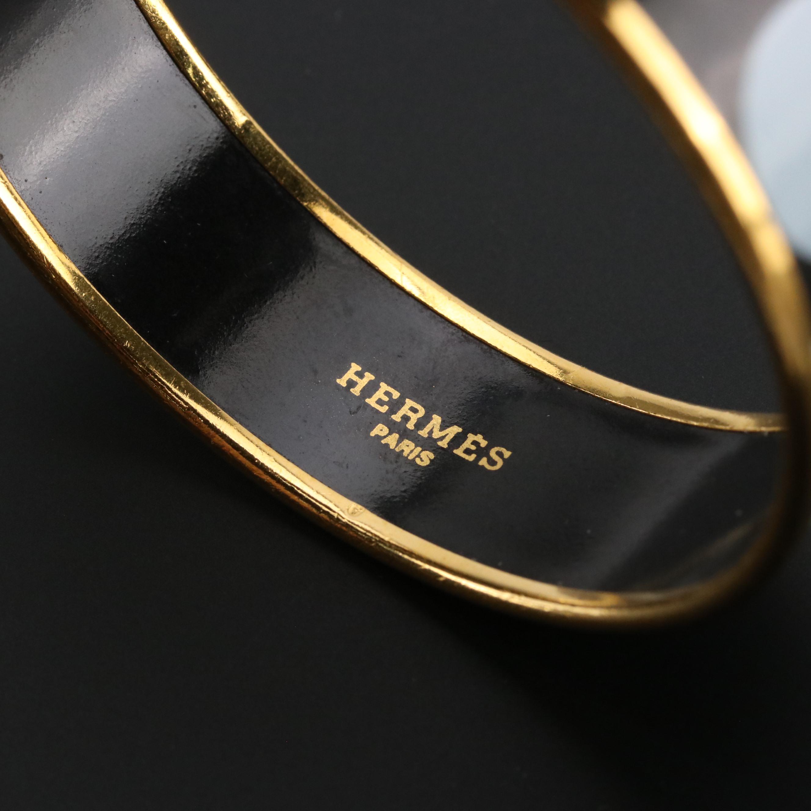 Hermès Deco Dot Enamel Wide Bangle Bracelet