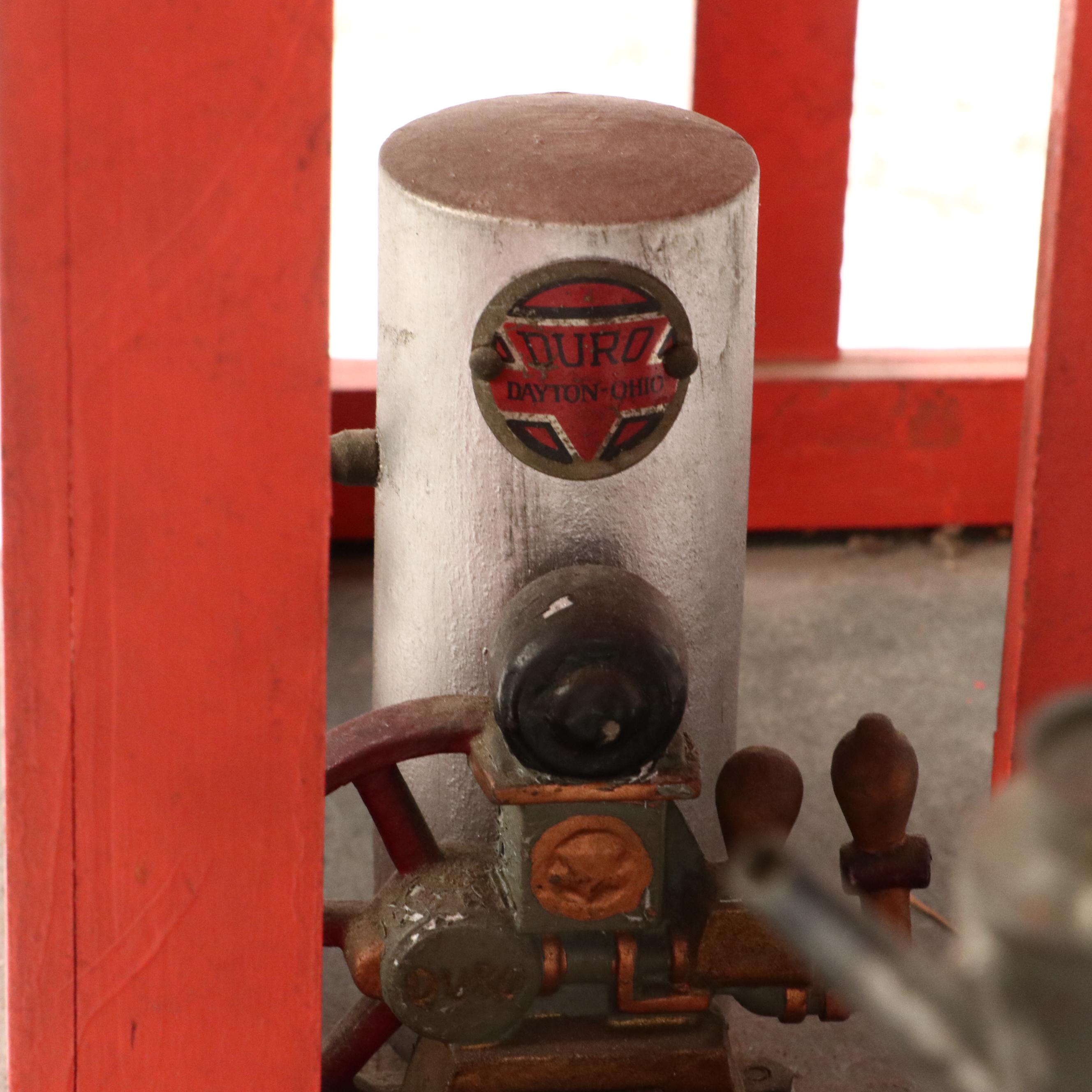 American School Folk Art Hand-Painted Wooden Sculpture