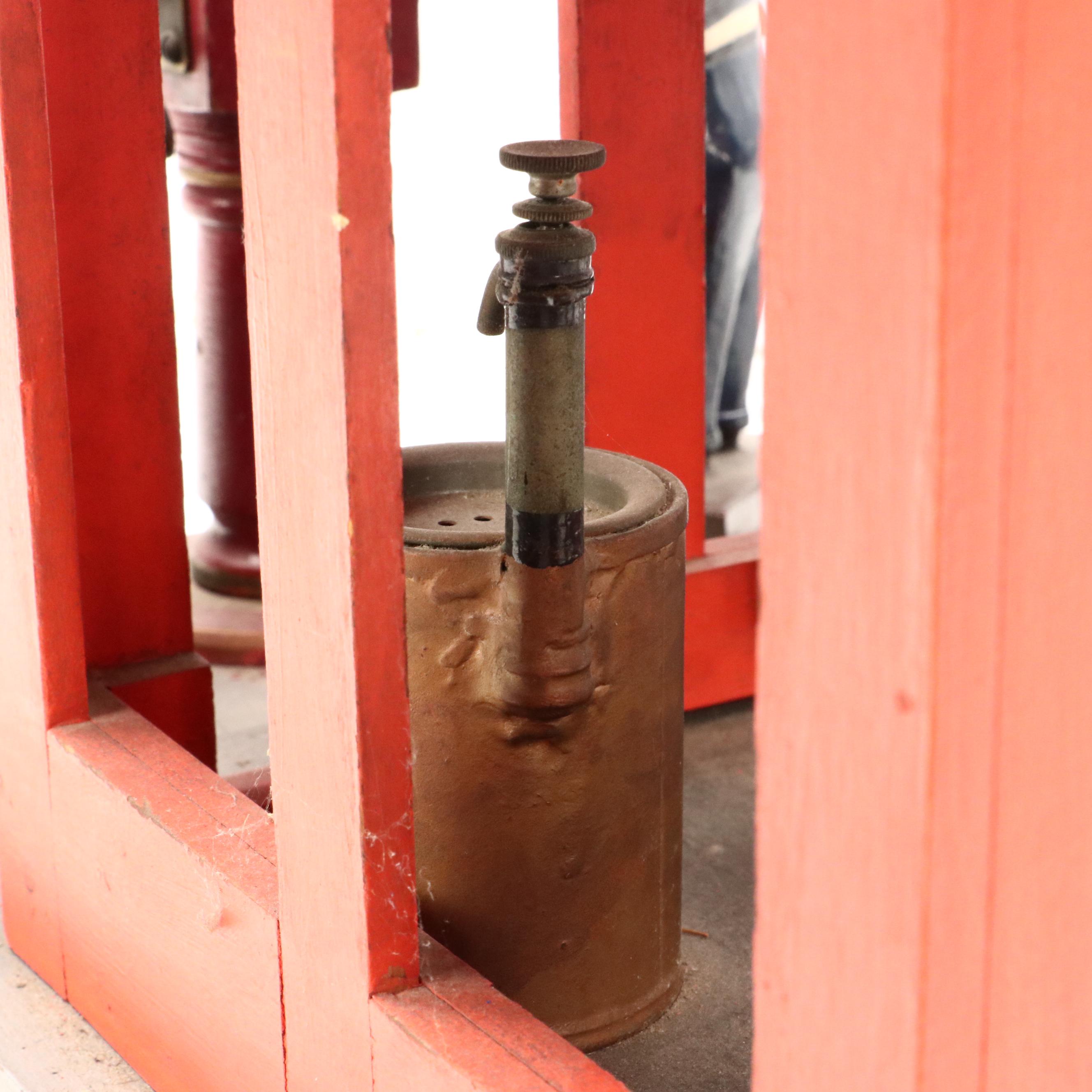 American School Folk Art Hand-Painted Wooden Sculpture