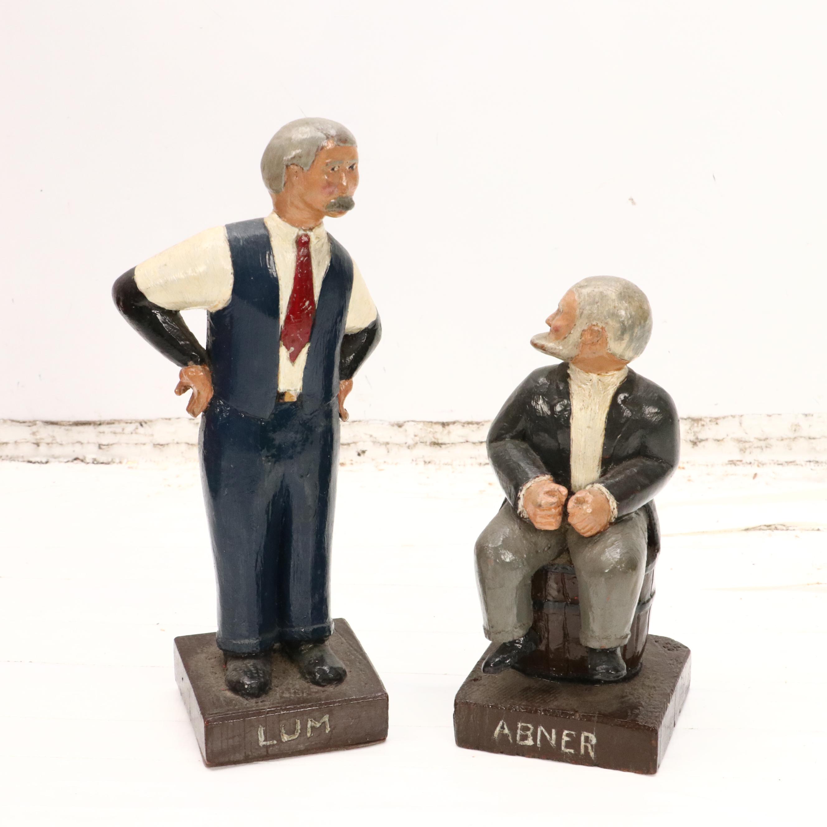 American School Folk Art Hand-Painted Wooden Sculpture