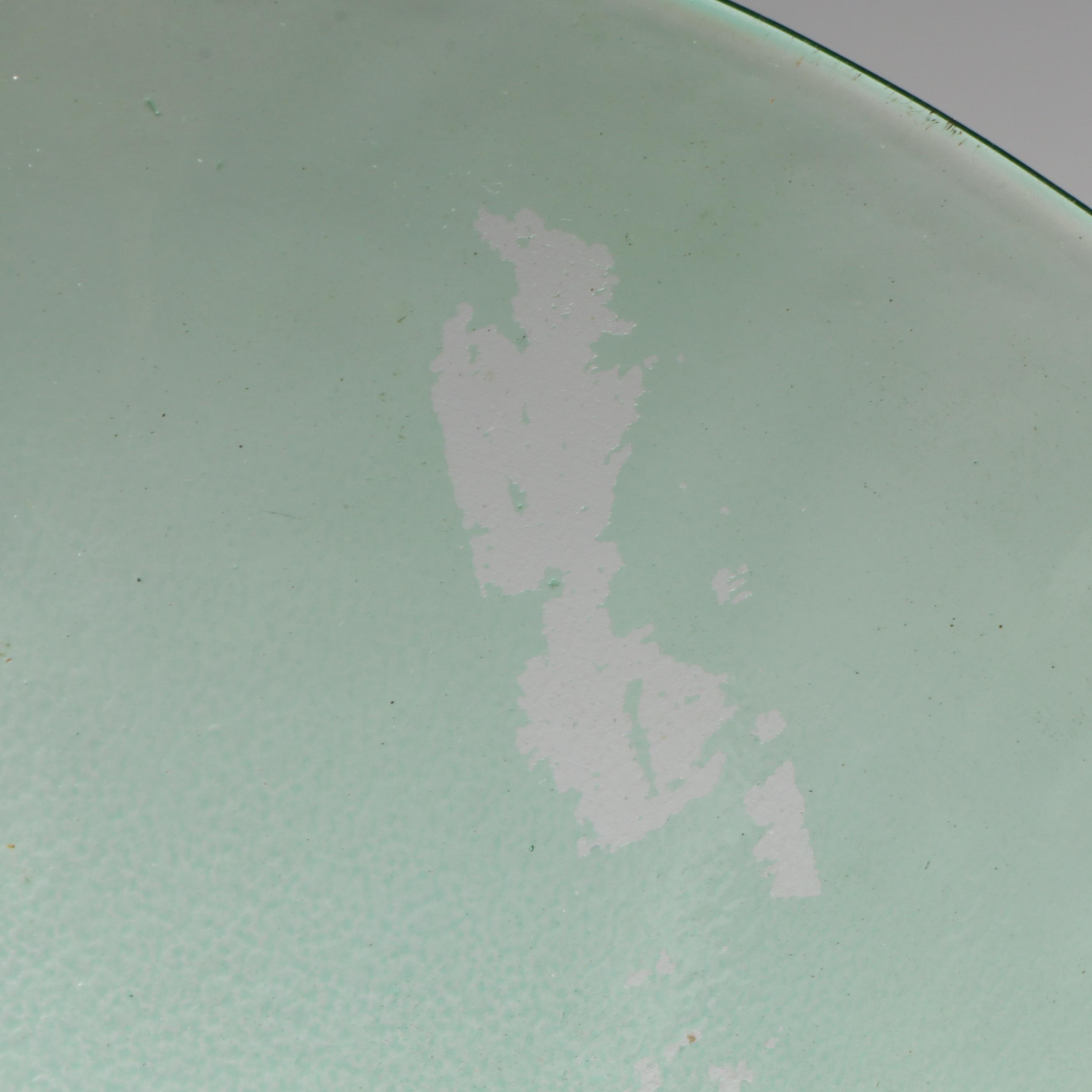 Green Finished Glass Footed Bowl with Cranberry Swirl Ashtray