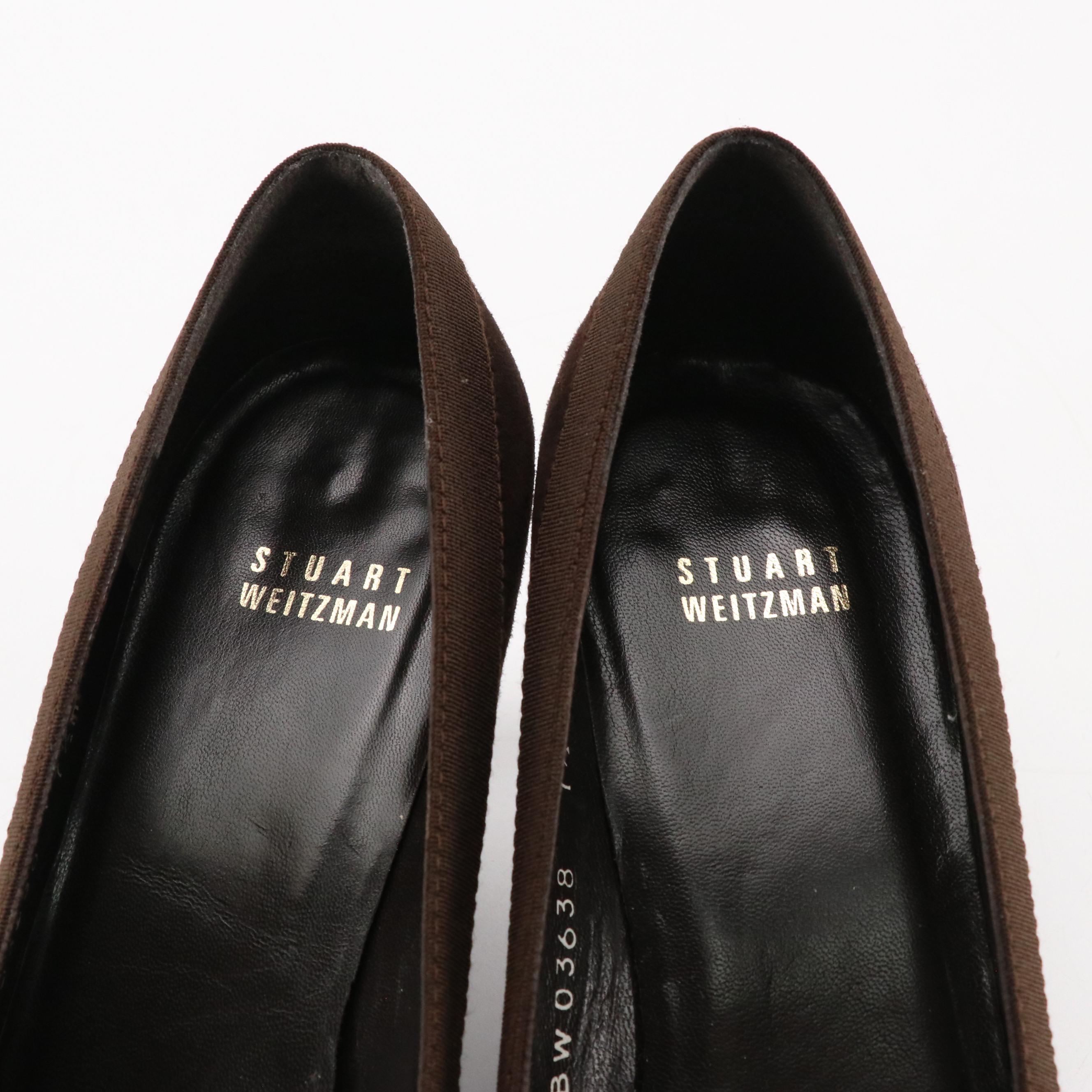 Stuart Weitzman "MidLogic" Cola Suede Pumps, "Sutton" Shiny Mushroom Suede Heels