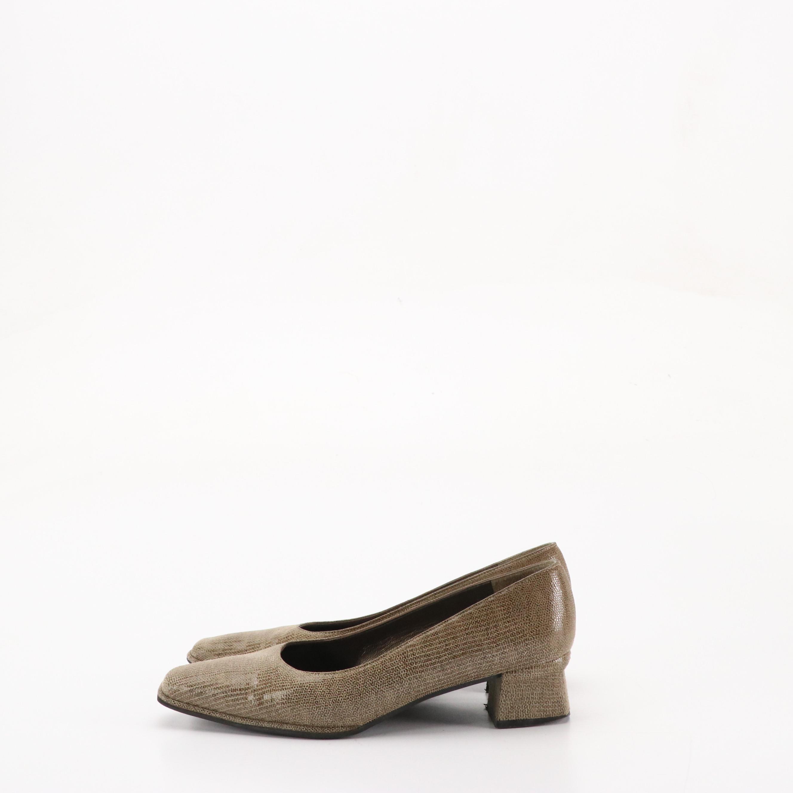 Stuart Weitzman "MidLogic" Cola Suede Pumps, "Sutton" Shiny Mushroom Suede Heels