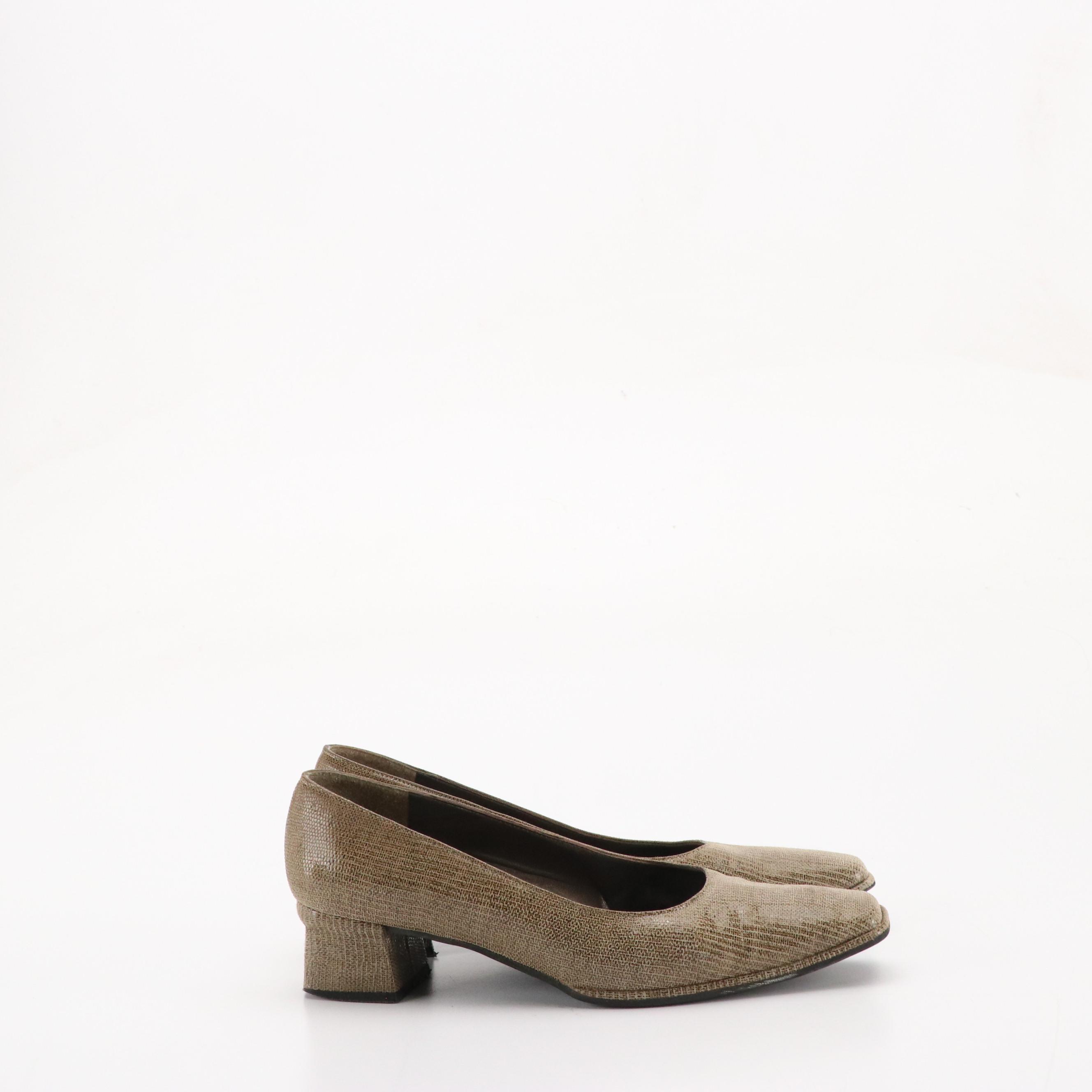 Stuart Weitzman "MidLogic" Cola Suede Pumps, "Sutton" Shiny Mushroom Suede Heels