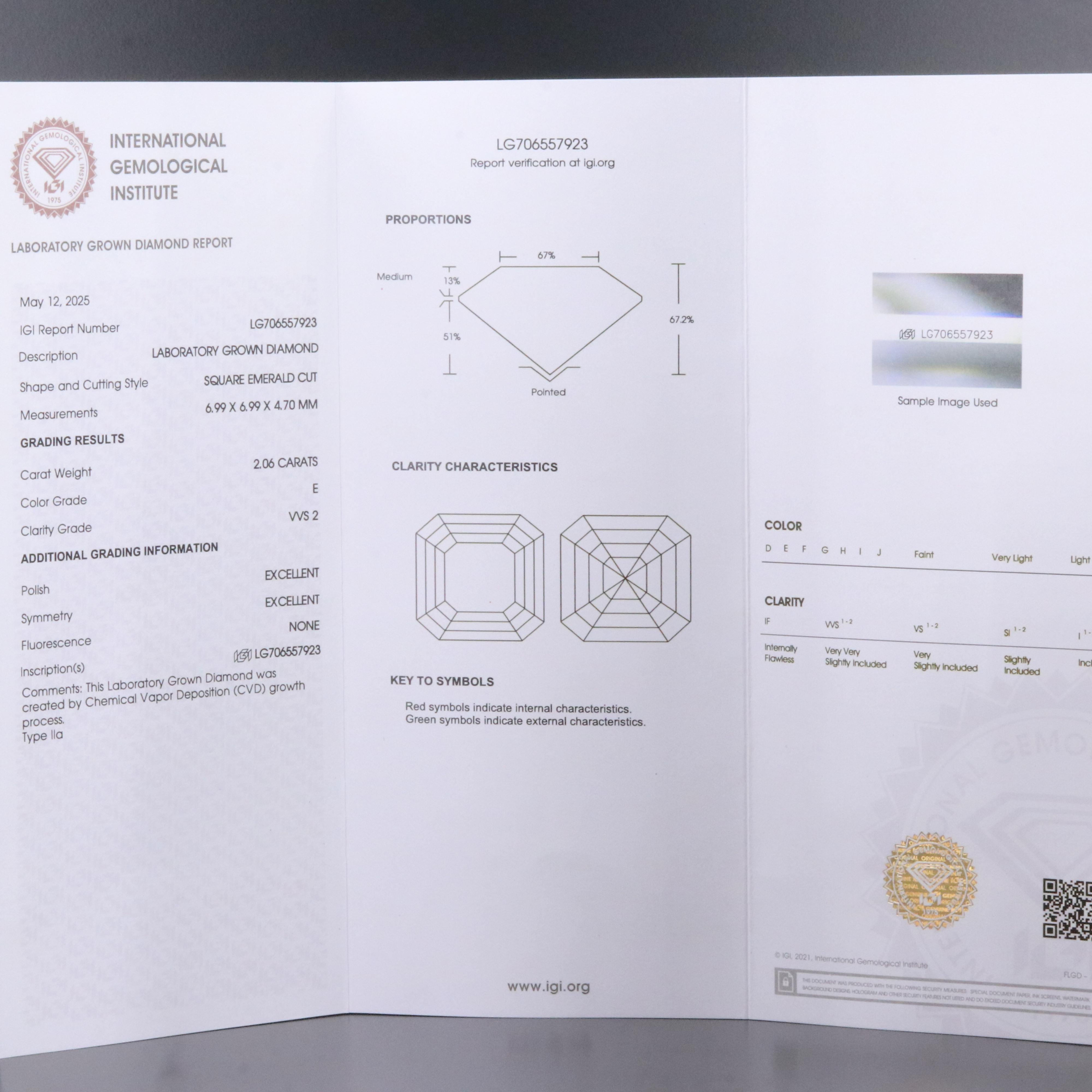 Loose 2.06 CT Lab Grown Diamond with IGI Report