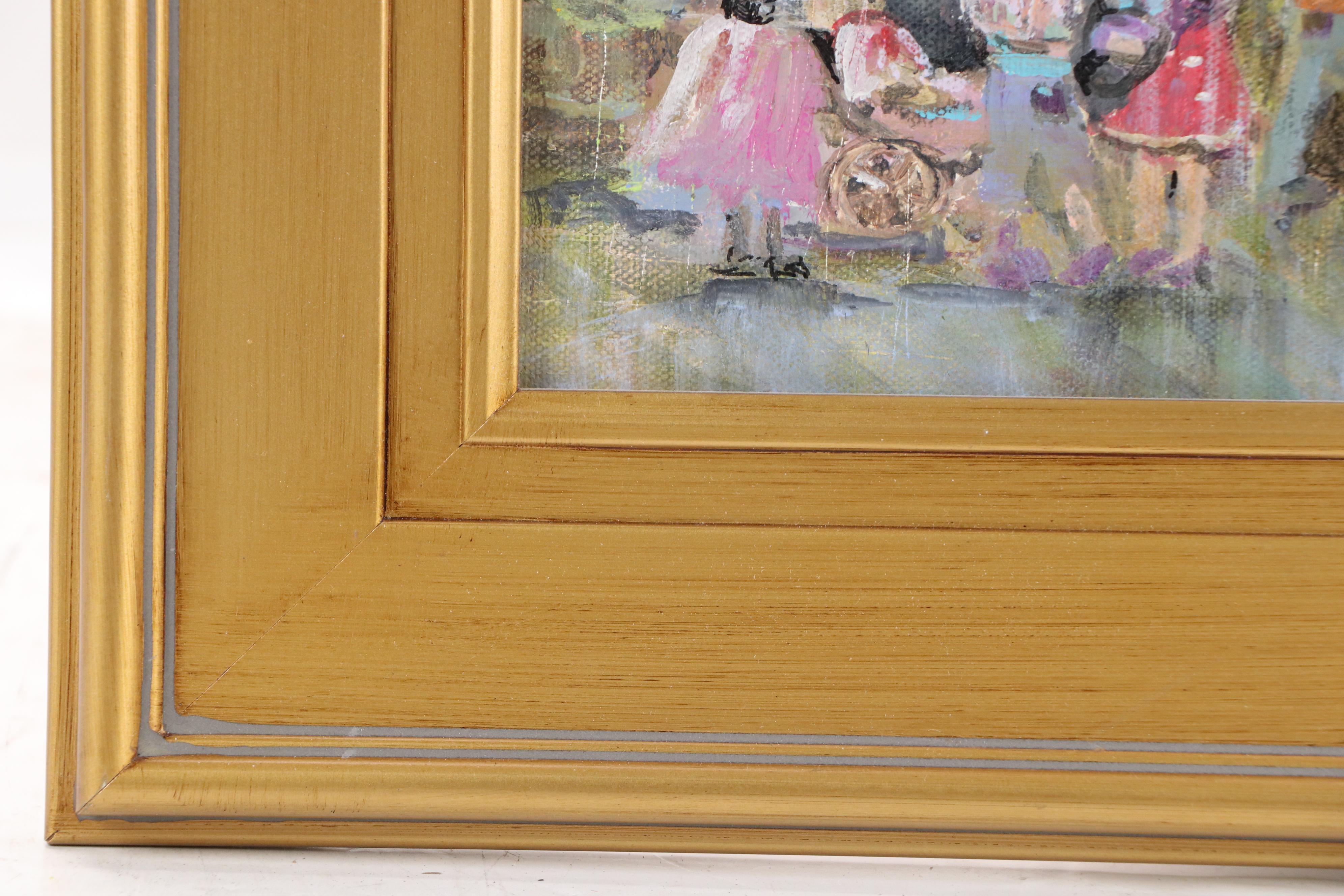 Oil Painting of Impressionistic Rainy Scene, 20th Century