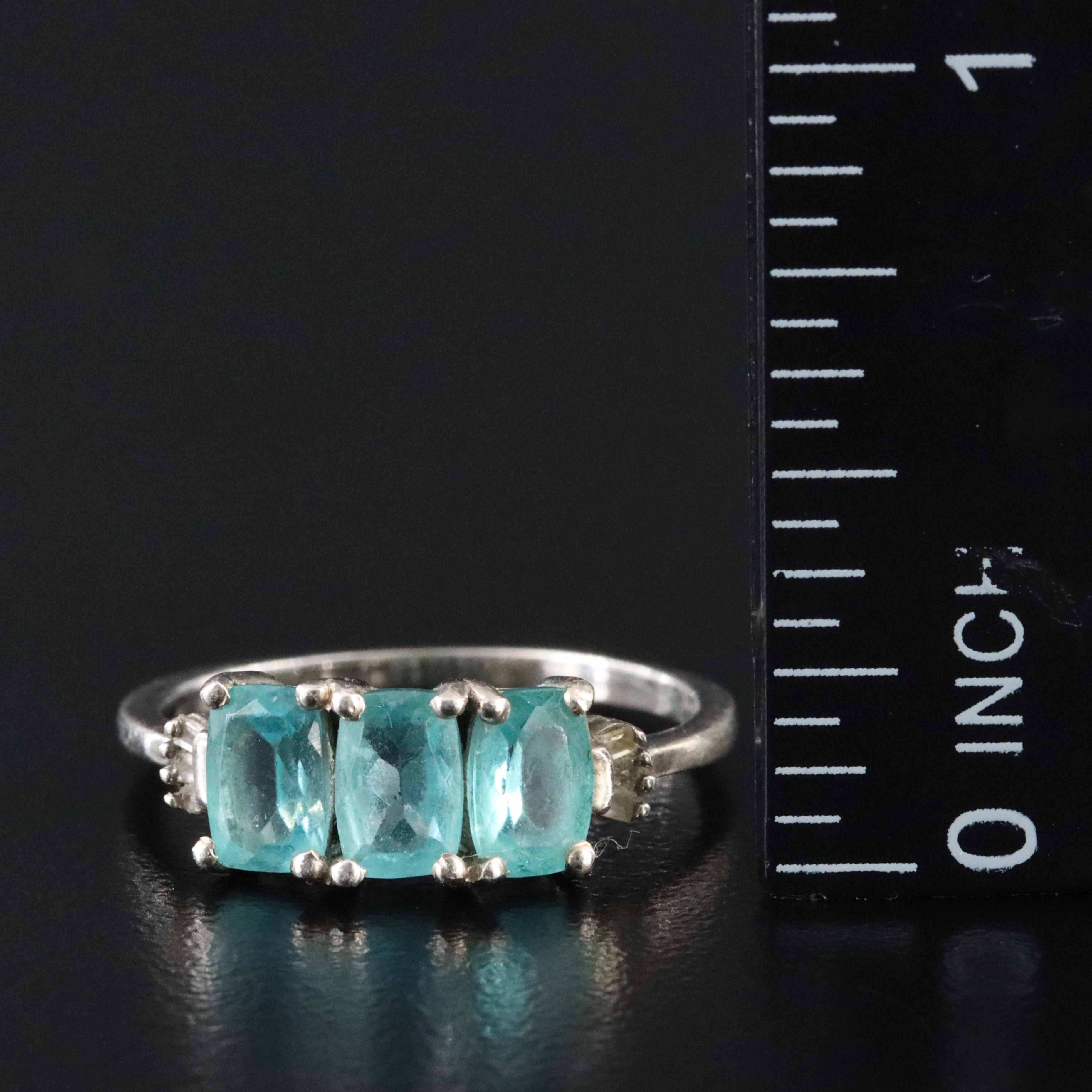 Sterling Apatite and Diamond Ring and Pendant