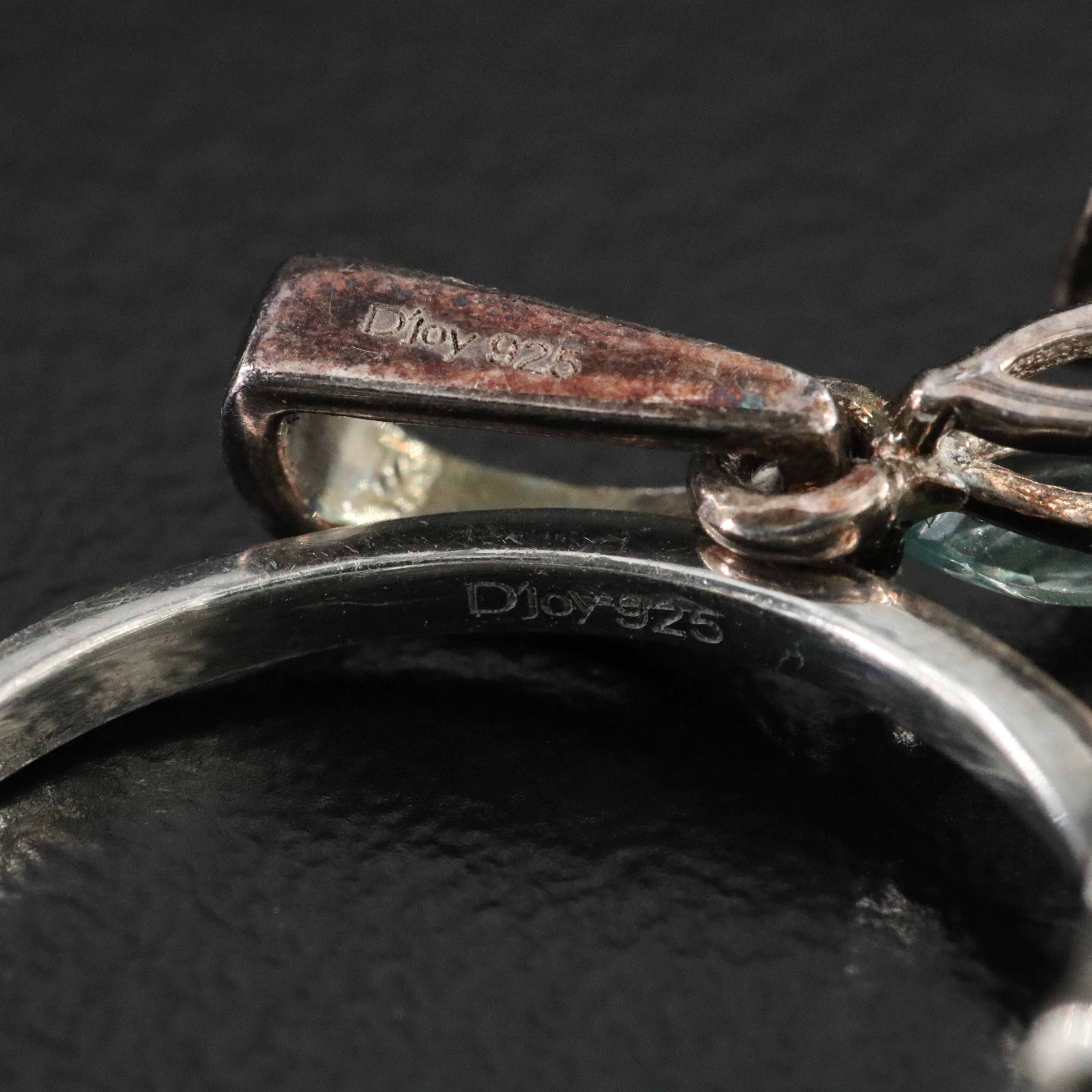 Sterling Apatite and Diamond Ring and Pendant