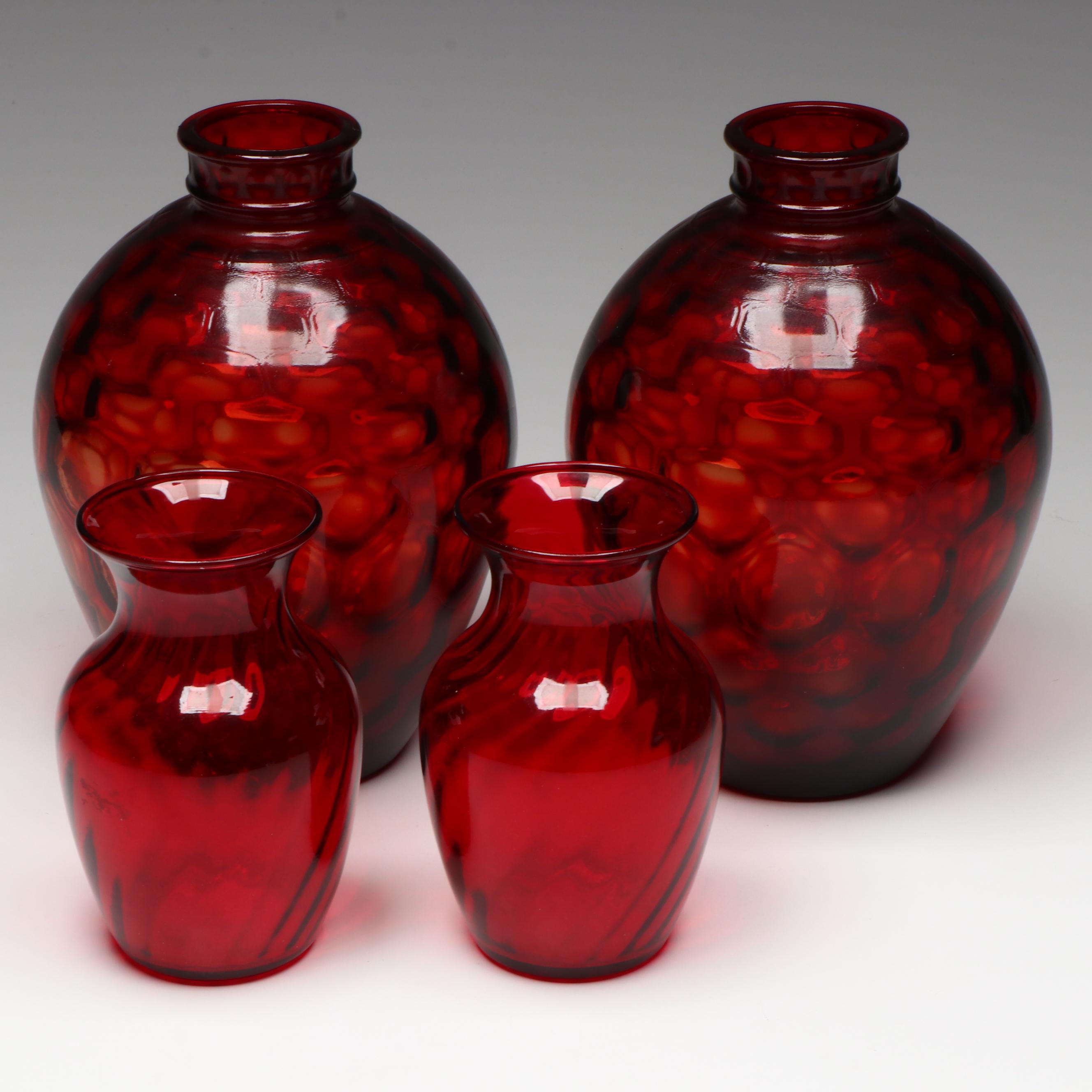 Ruby Red Glass Vases