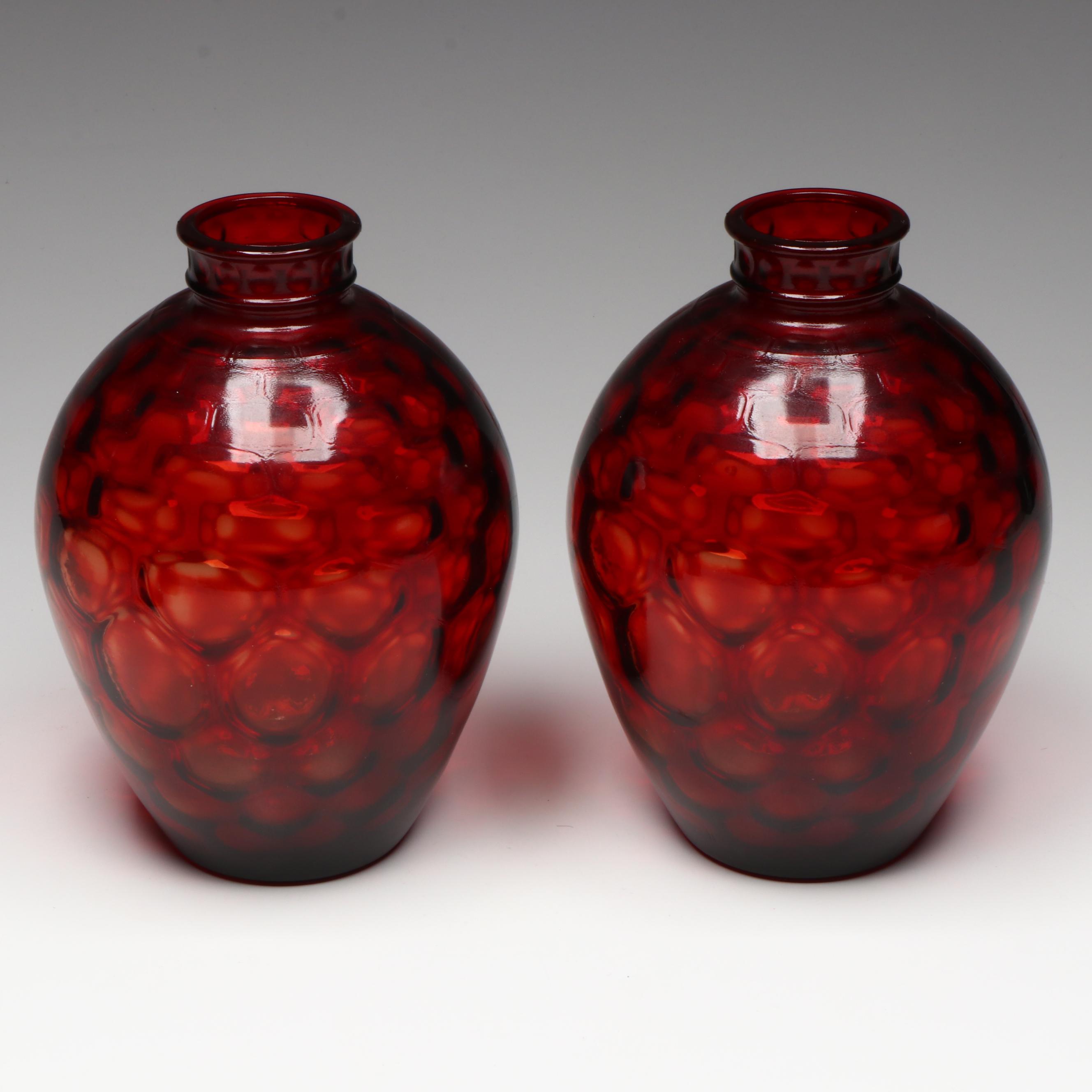 Ruby Red Glass Vases