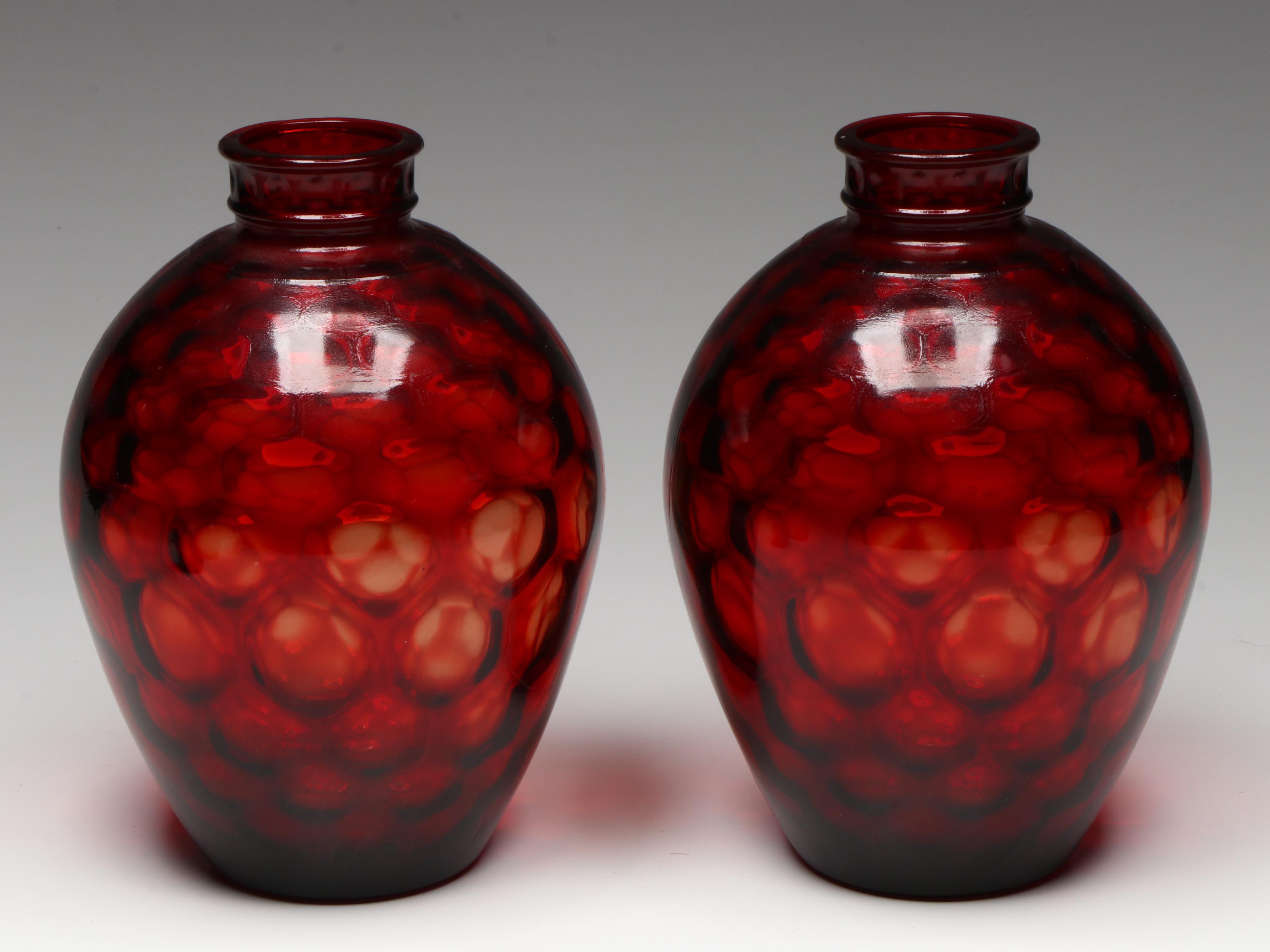 Ruby Red Glass Vases
