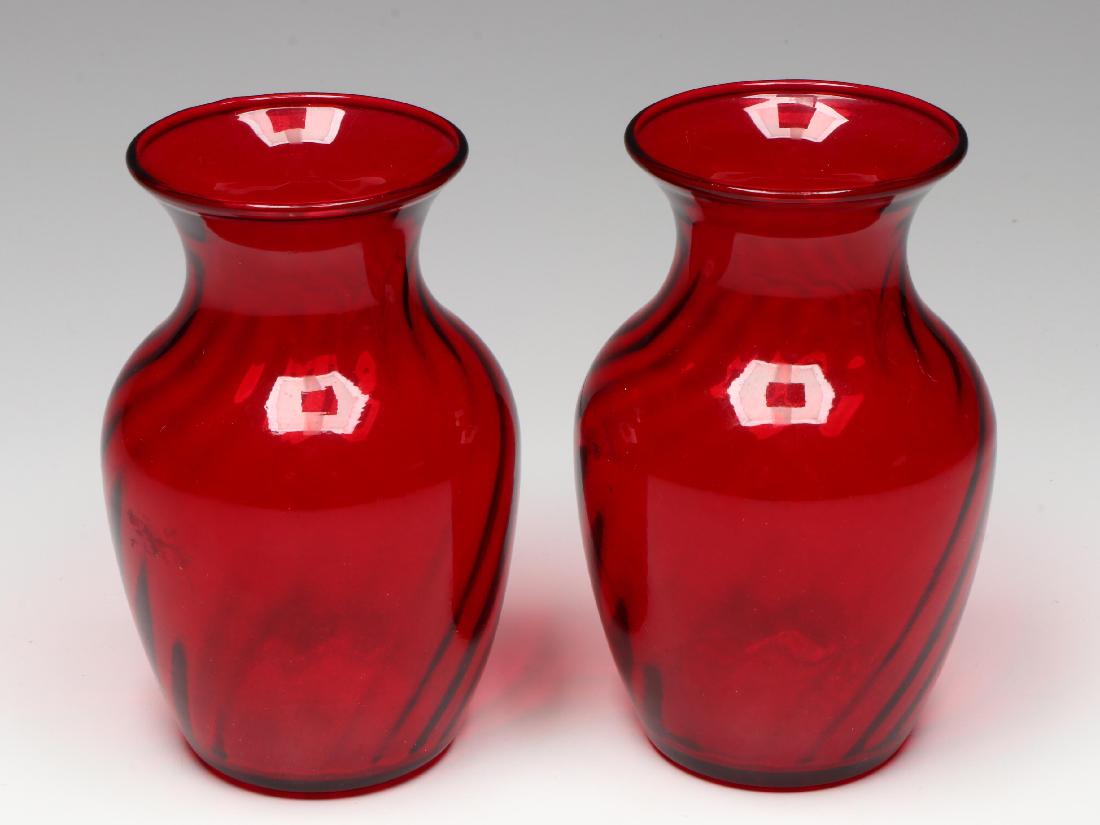 Ruby Red Glass Vases