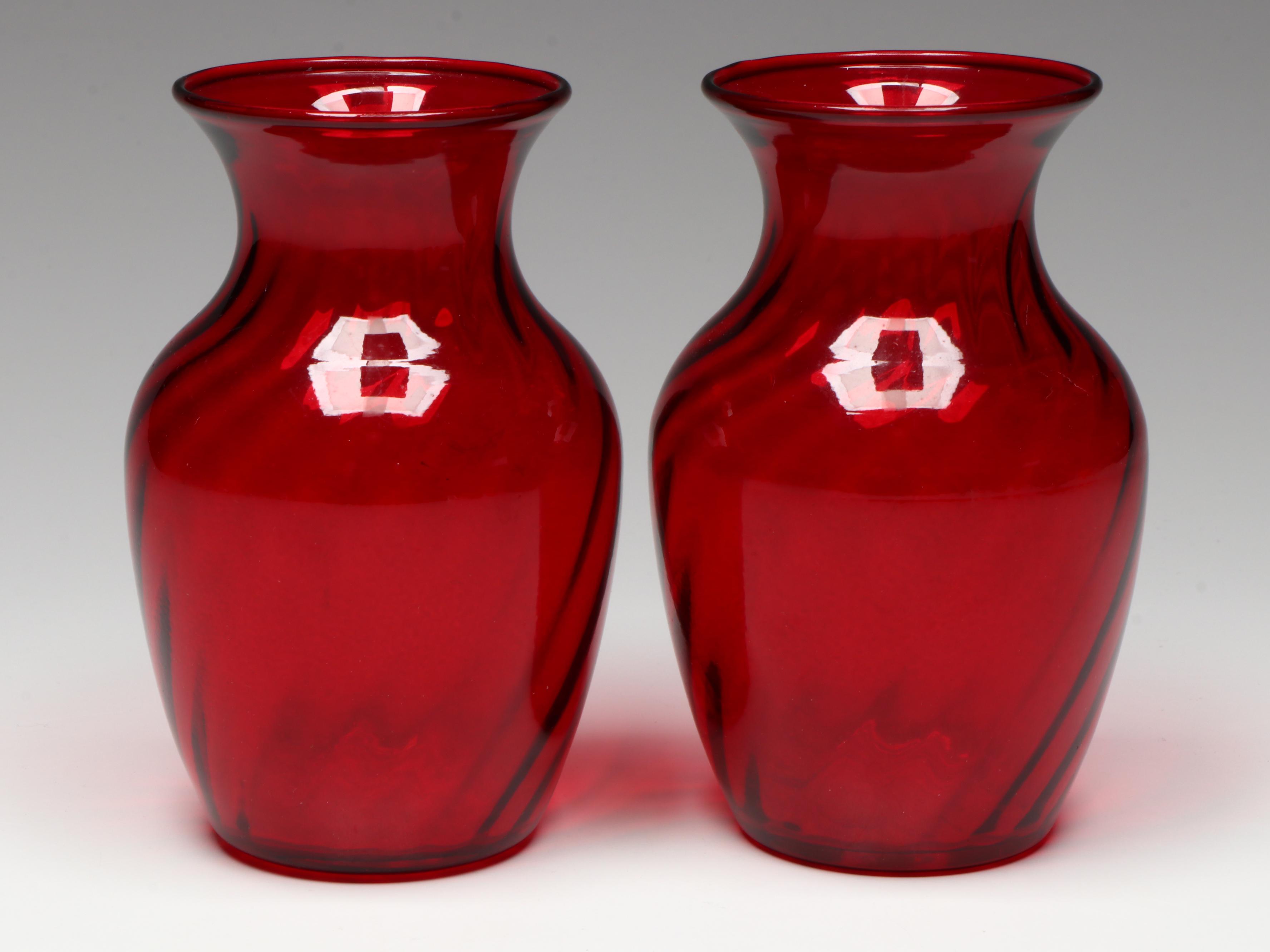 Ruby Red Glass Vases