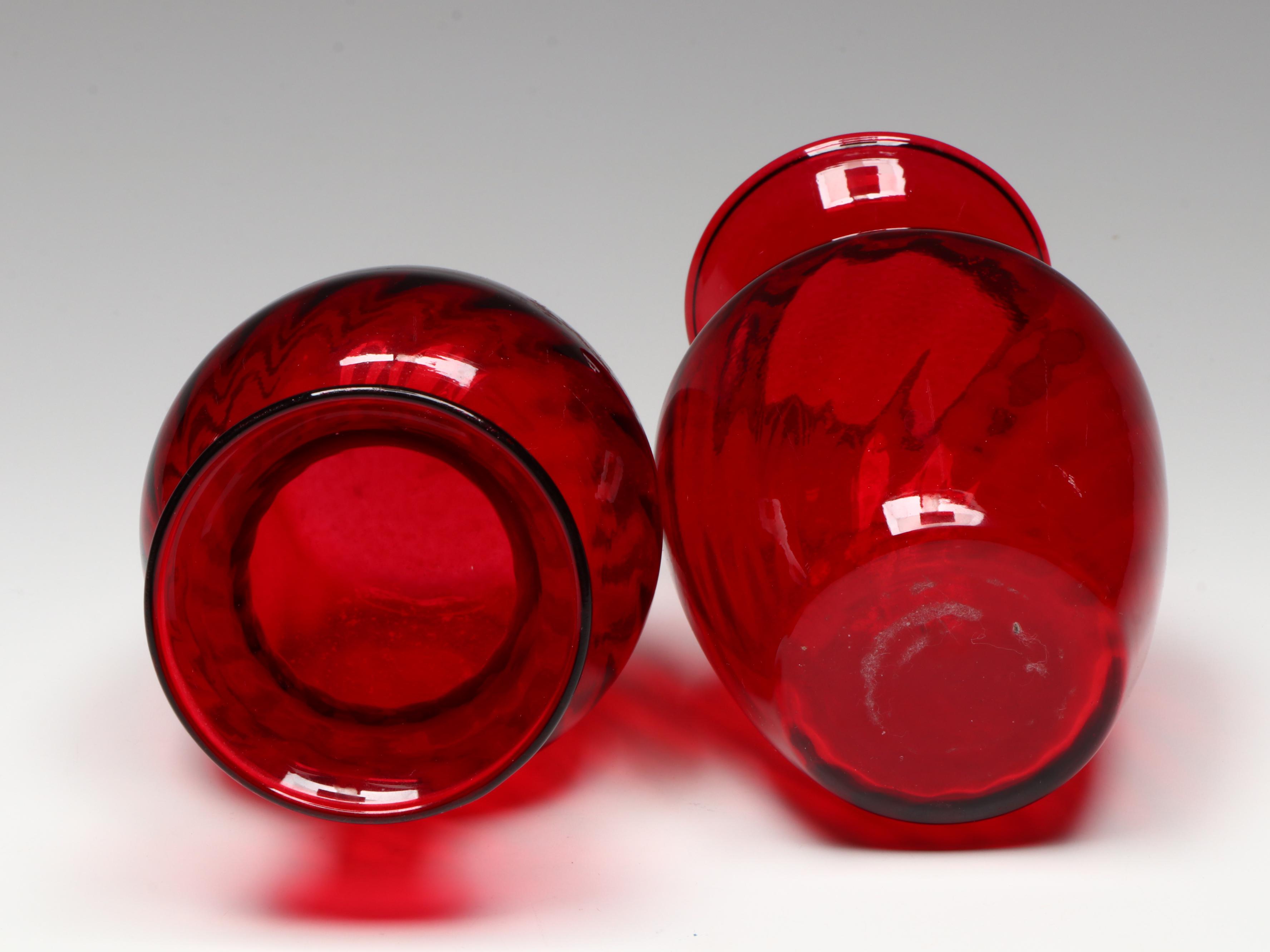 Ruby Red Glass Vases