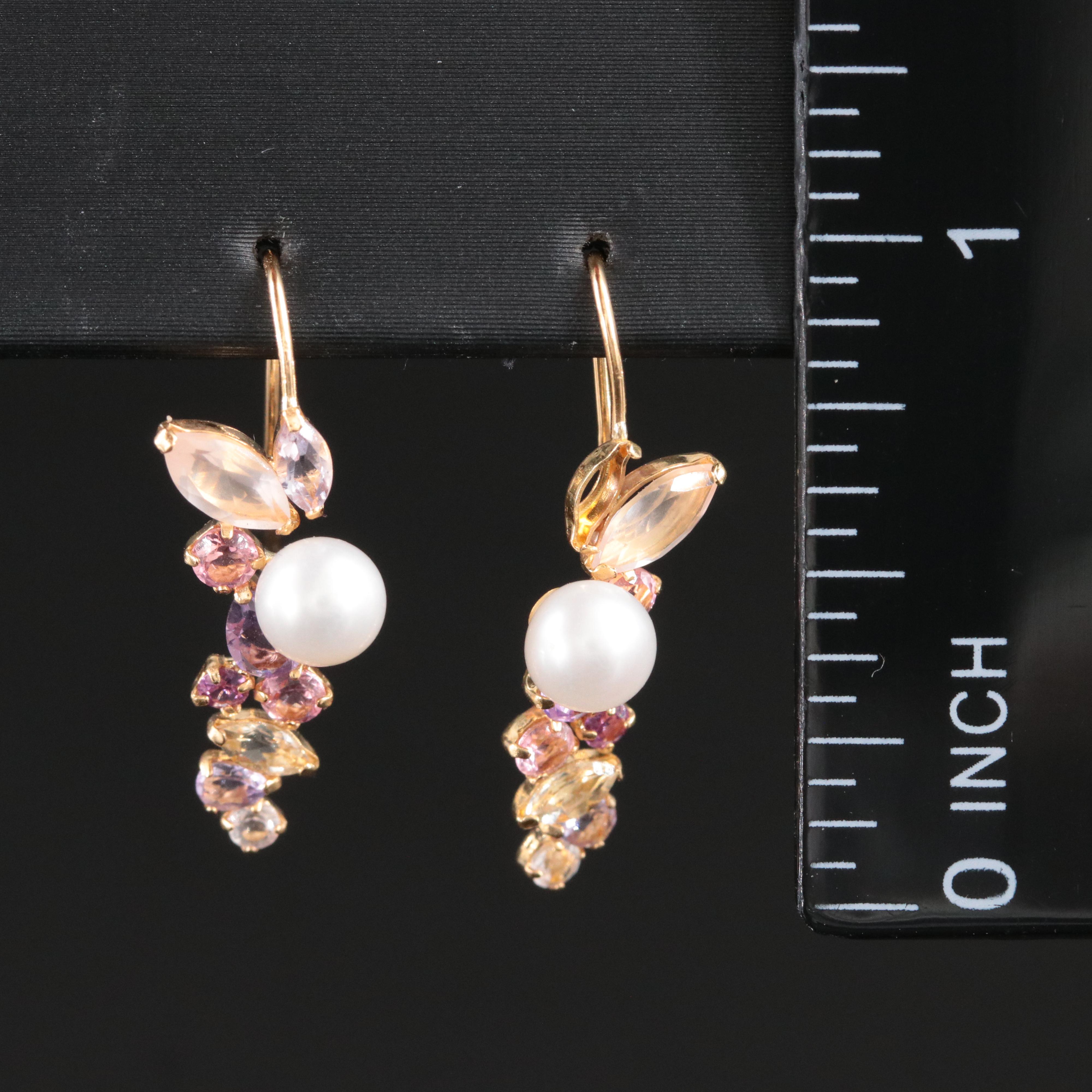 18K Pearl and Gemstone Earrings
