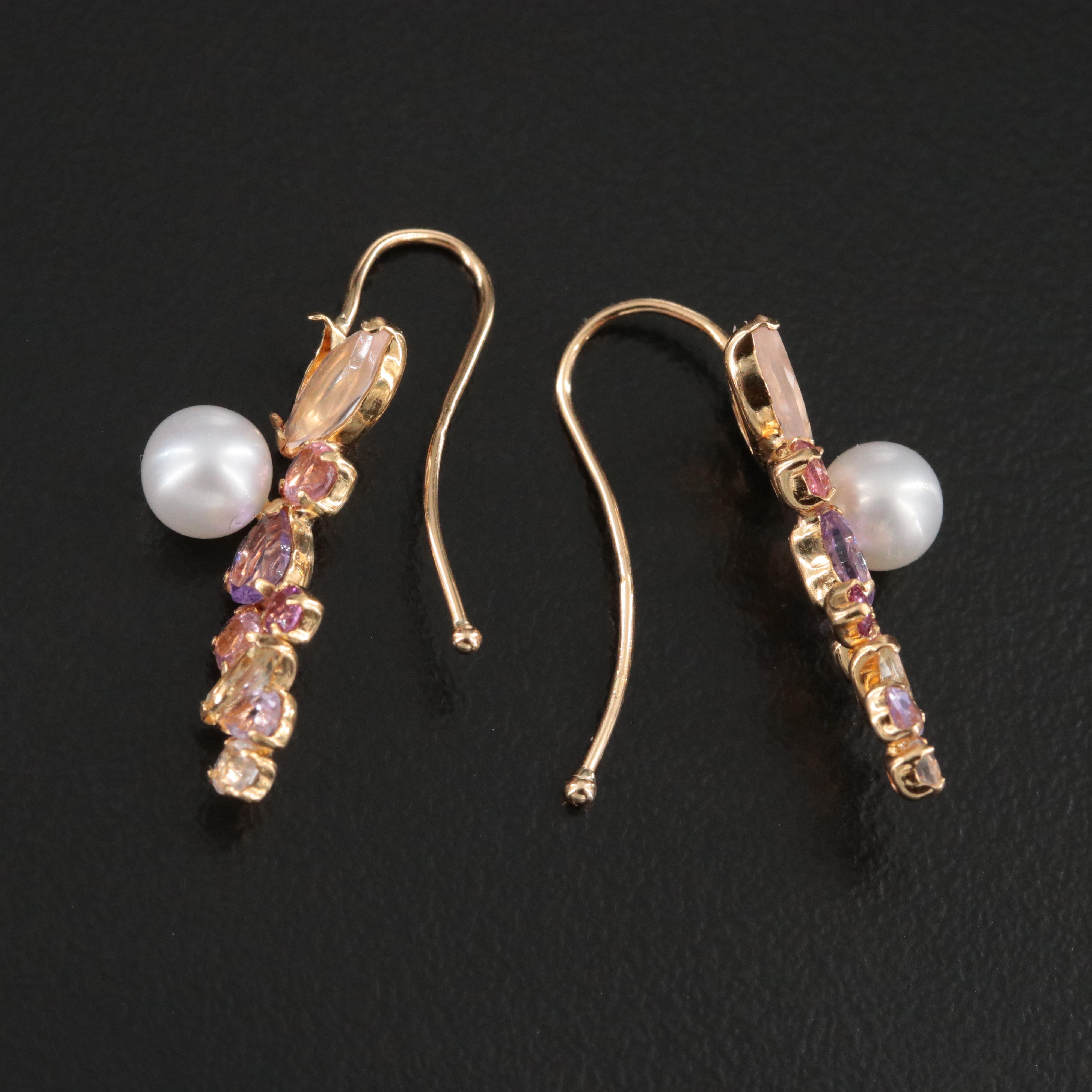 18K Pearl and Gemstone Earrings