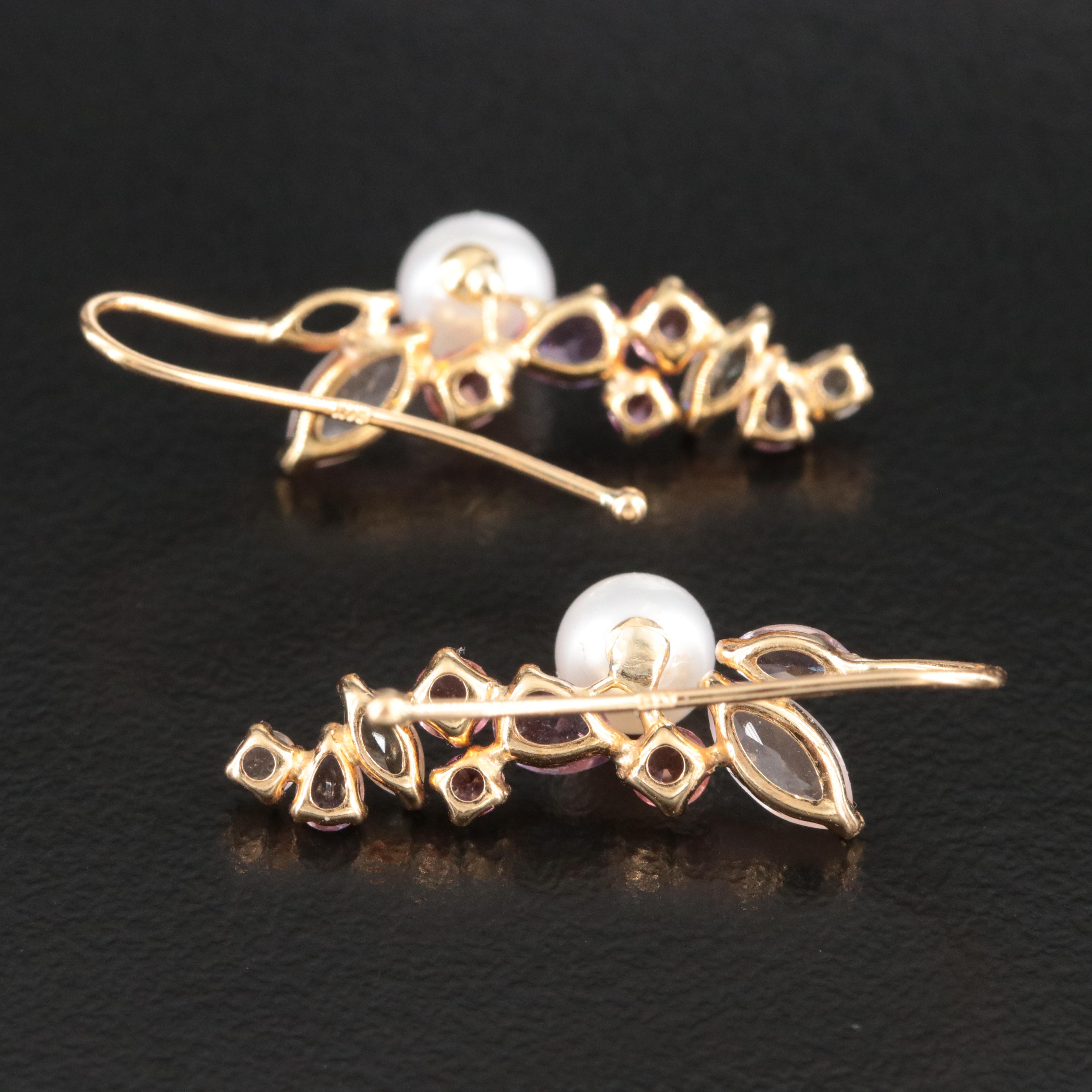 18K Pearl and Gemstone Earrings