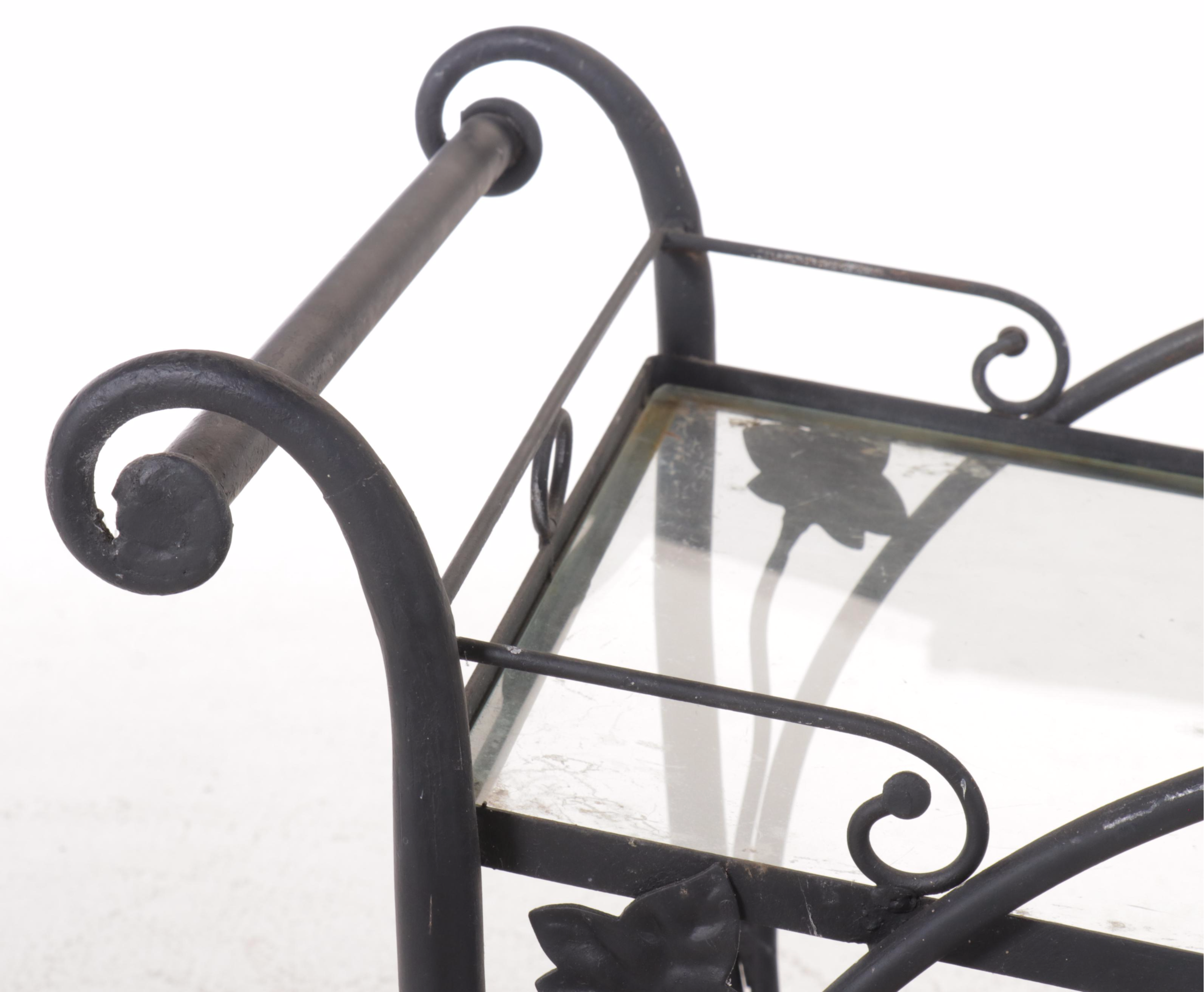 Wrought Iron and Glass Patio Serving Cart, Mid to Late 20th Century