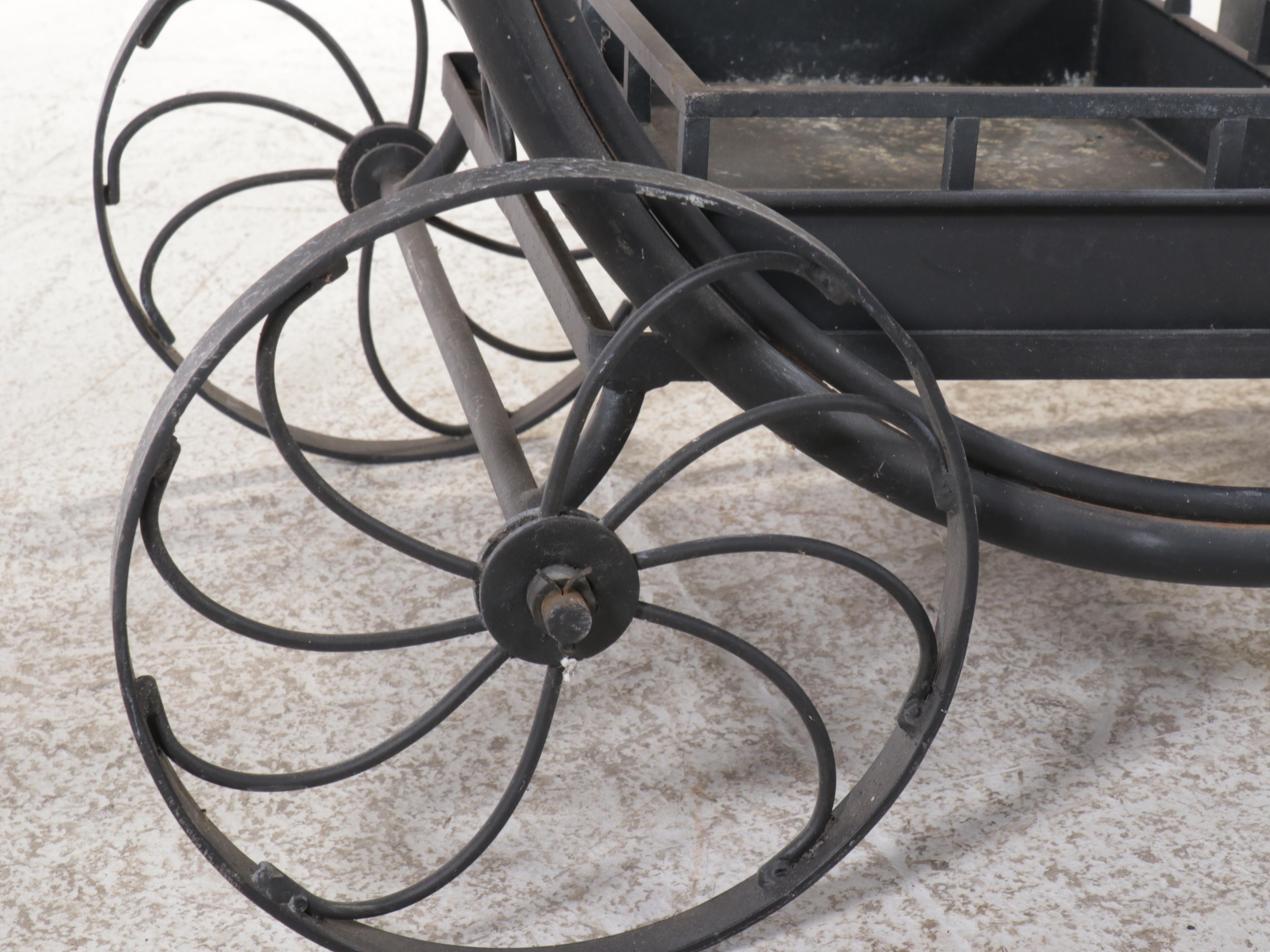 Wrought Iron and Glass Patio Serving Cart, Mid to Late 20th Century