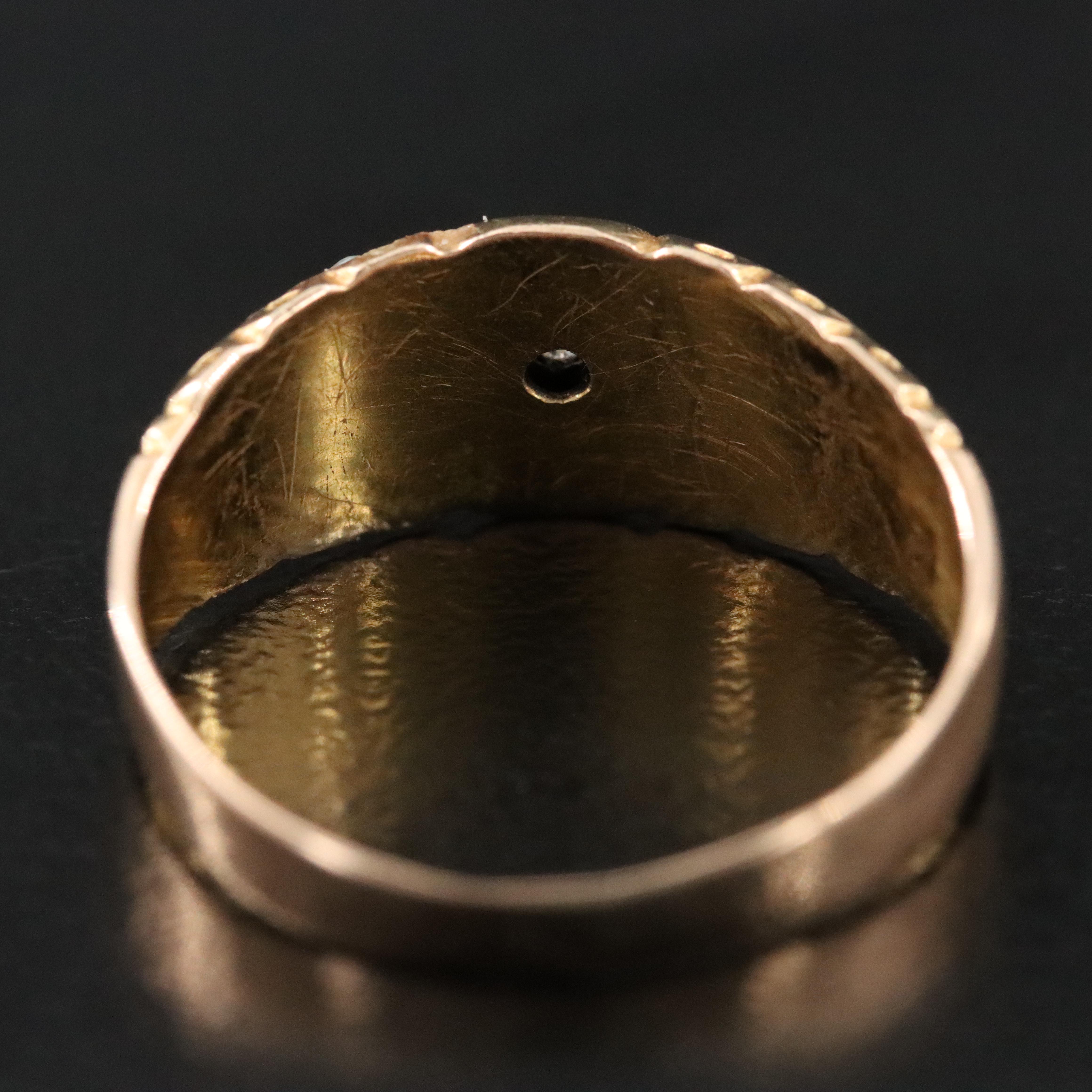 Victorian 15K 0.03 CT Diamond and Seed Pearl Ring