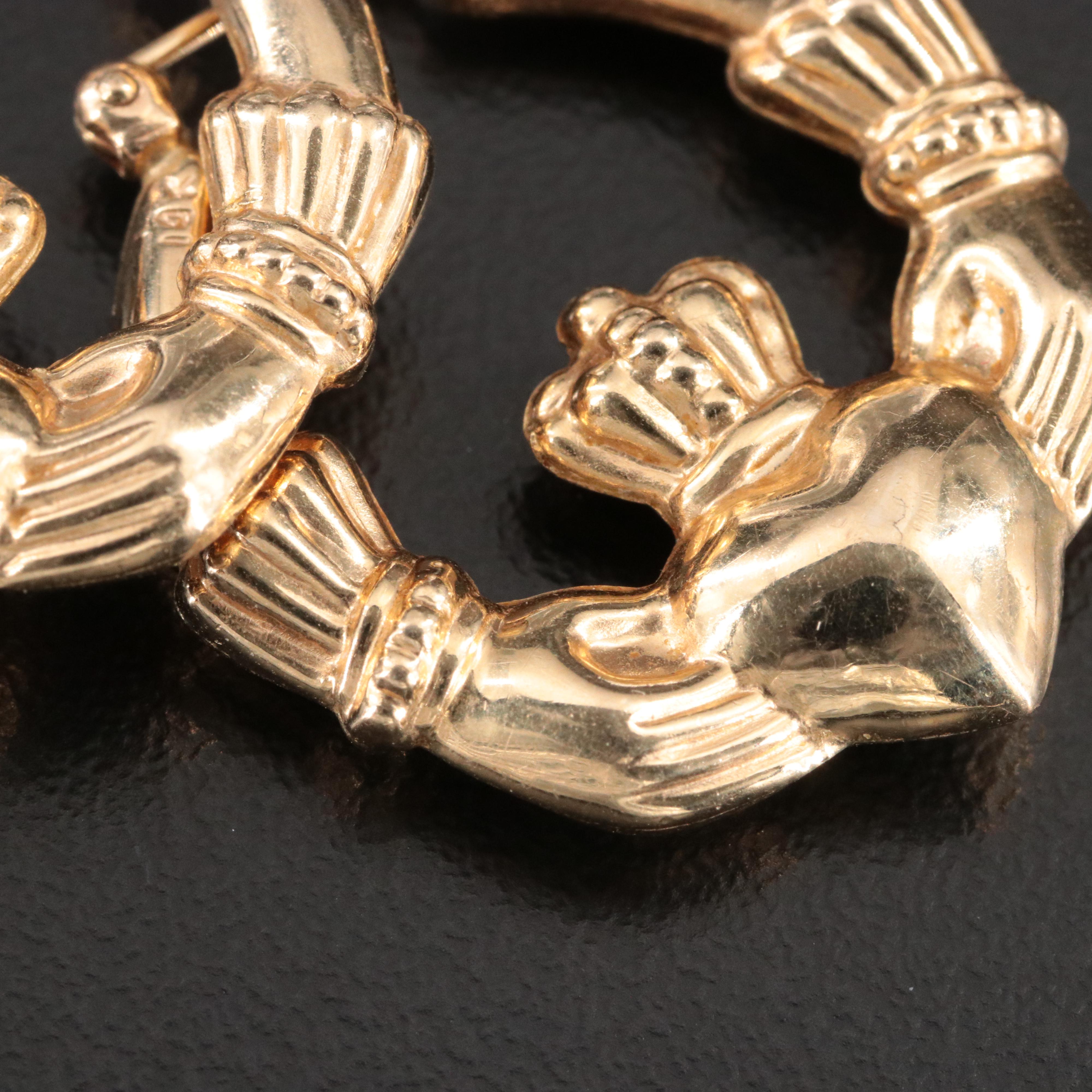 14K Claddagh Hoops