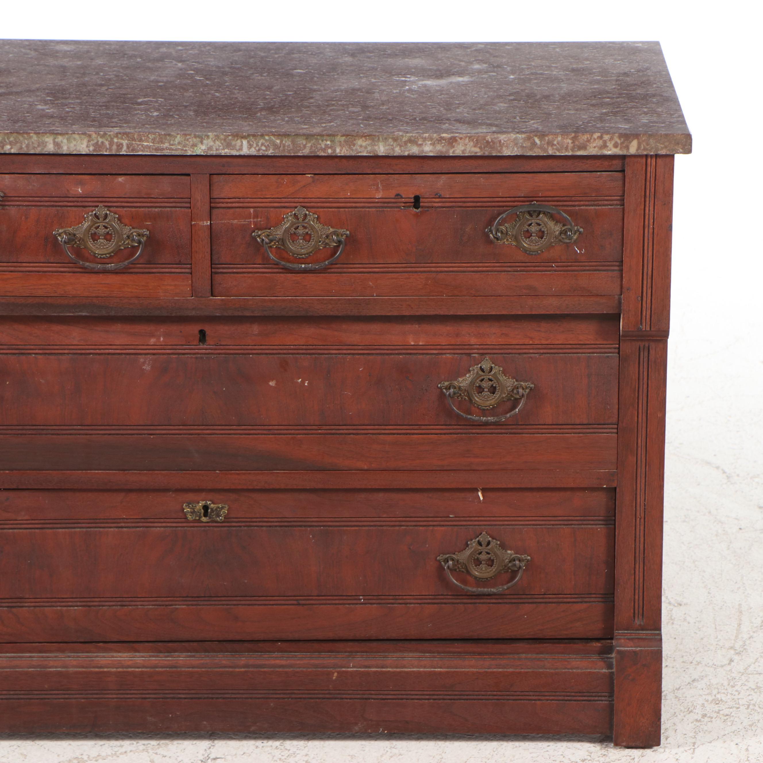 Antique Eastlake Walnut Four-Drawer Chest