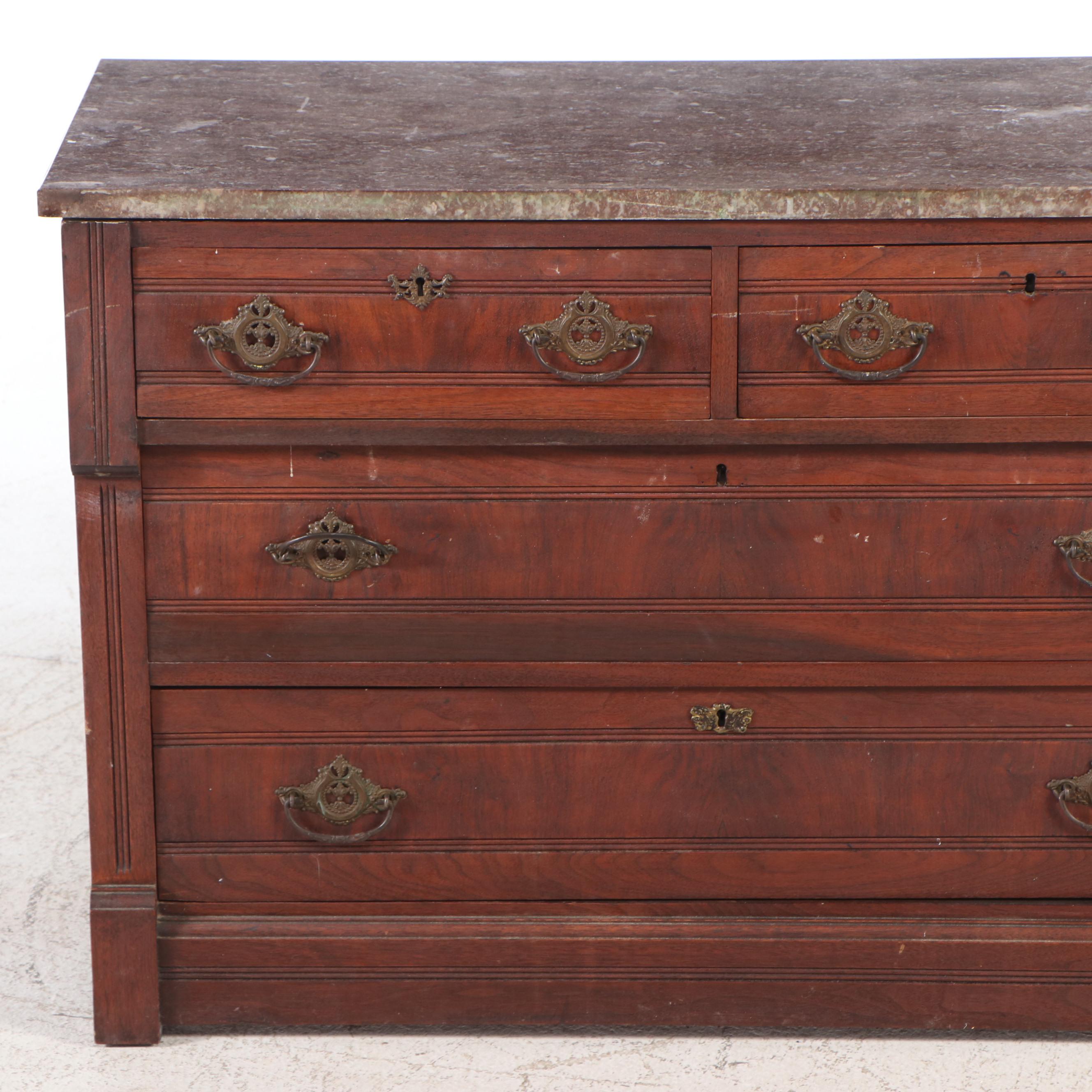 Antique Eastlake Walnut Four-Drawer Chest