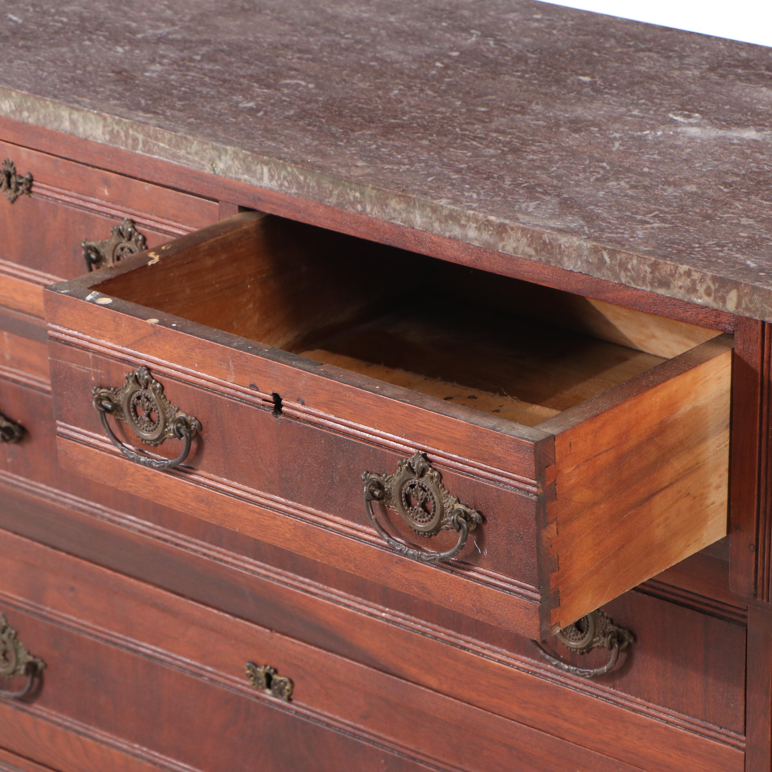 Antique Eastlake Walnut Four-Drawer Chest