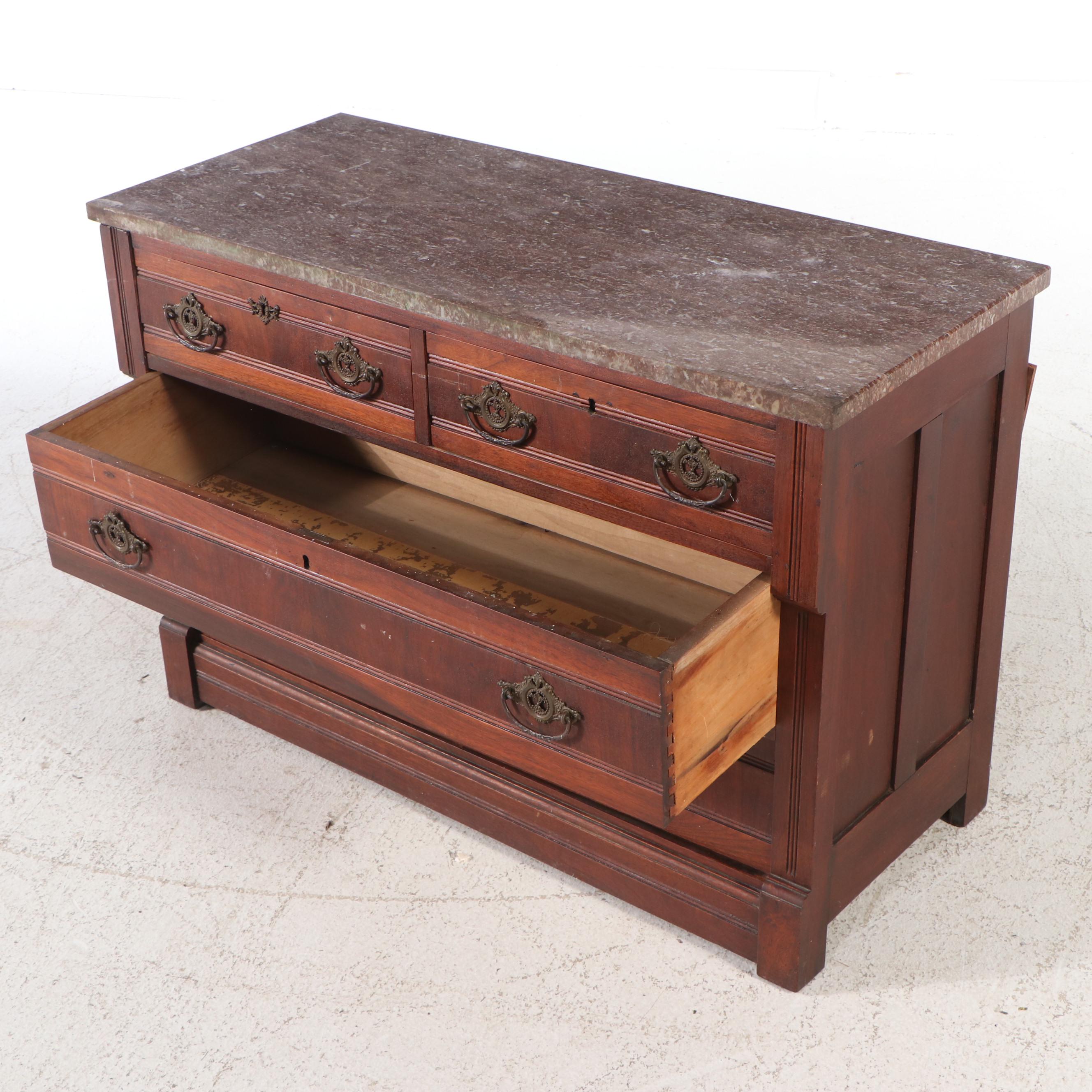 Antique Eastlake Walnut Four-Drawer Chest