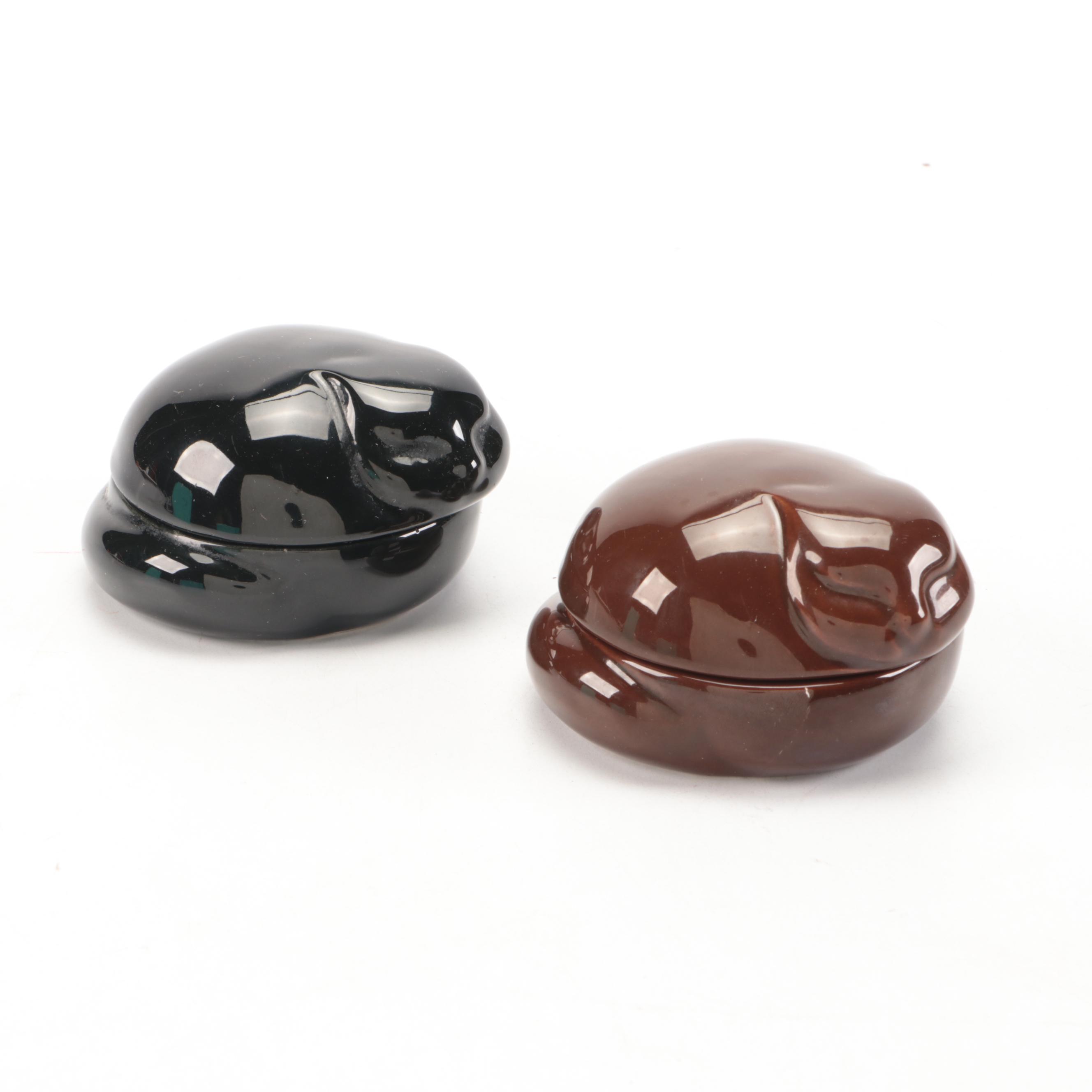 Tiffany & Co. Porcelain Sleeping Cat Boxes, 1970s