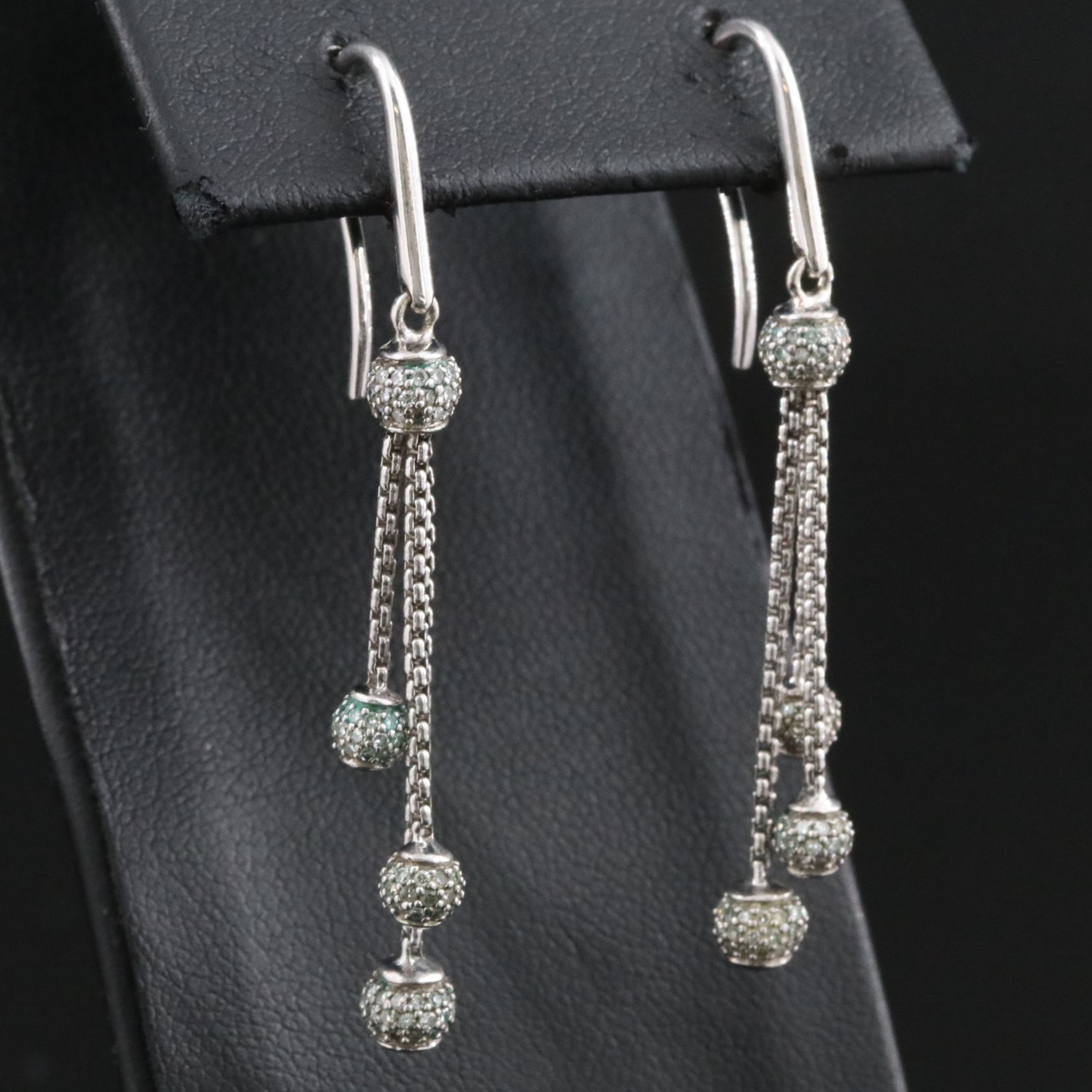 David Yurman Sterling 0.46 CTW  Pavé Diamond Ball Drop Earrings