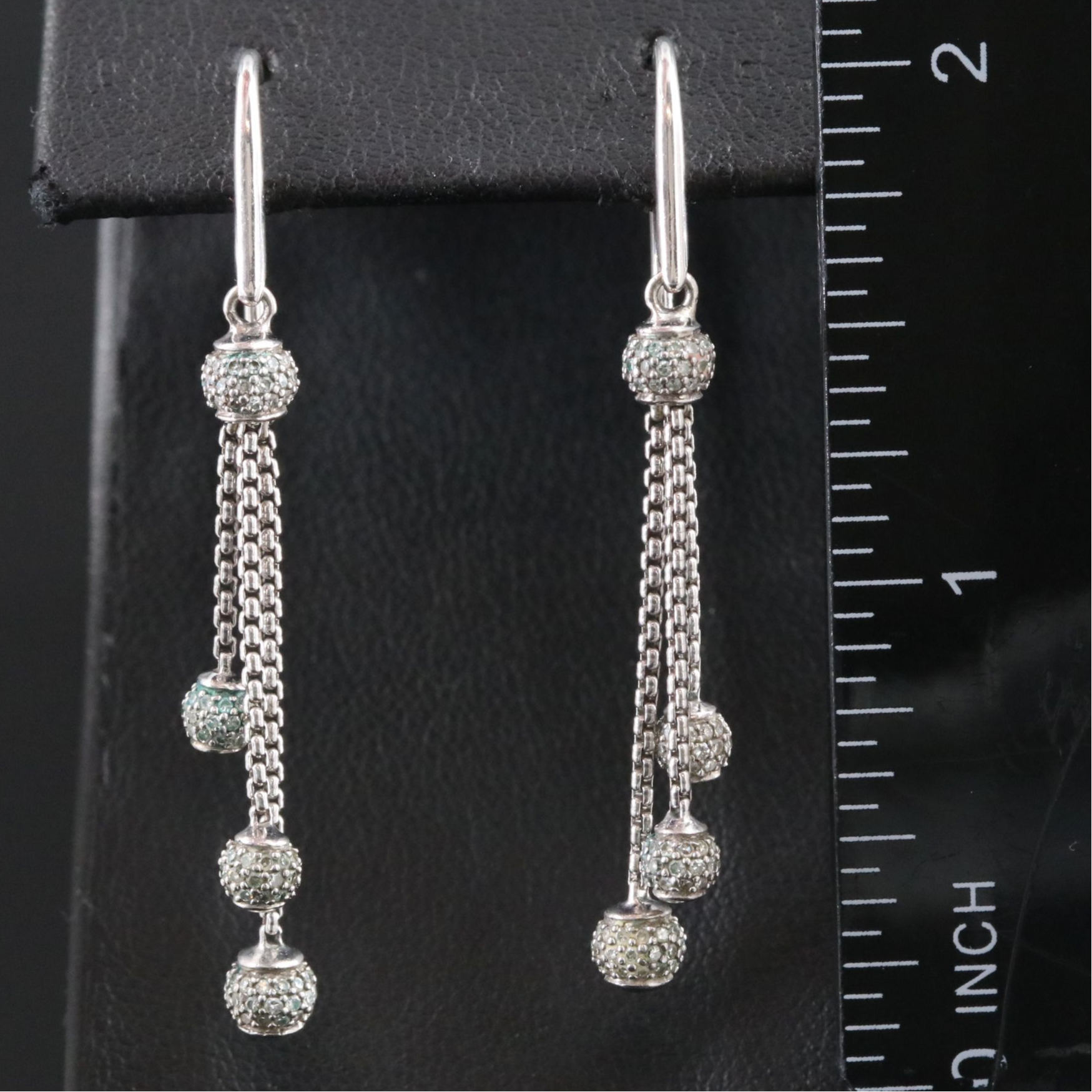 David Yurman Sterling 0.46 CTW  Pavé Diamond Ball Drop Earrings