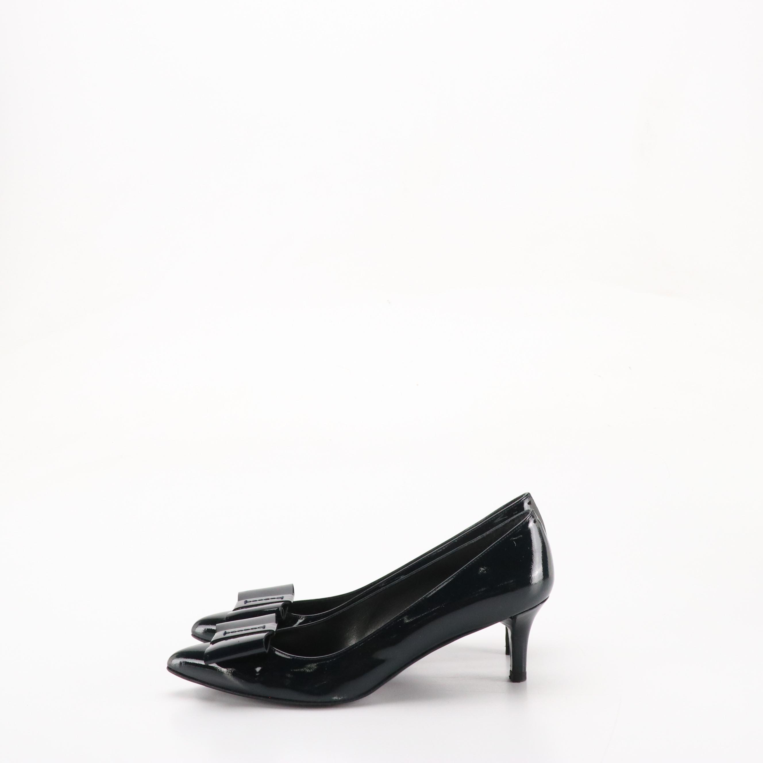 Stuart Weitzman "Tuxbow" Patent Leather Pumps, & "Solar" Goose Bump Suede Heels