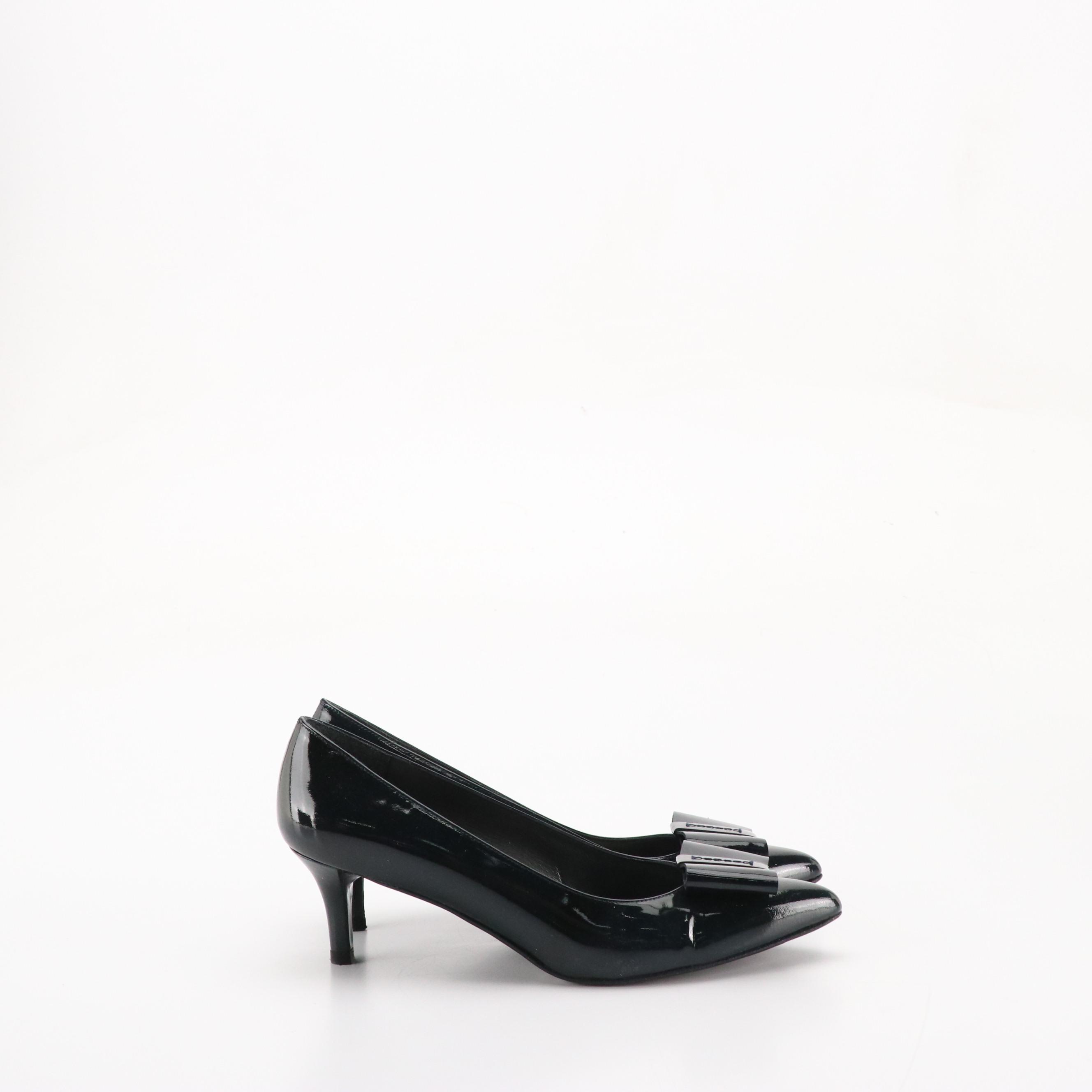 Stuart Weitzman "Tuxbow" Patent Leather Pumps, & "Solar" Goose Bump Suede Heels